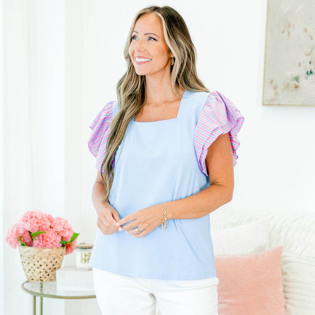 Up And Coming Top, Blue-Pink