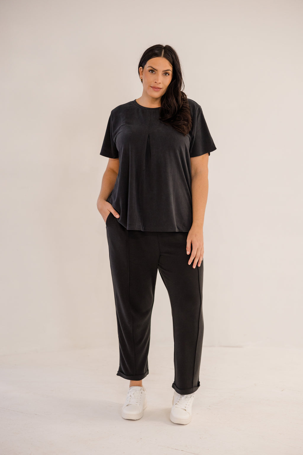 Soho Front Pleat Top, Black
