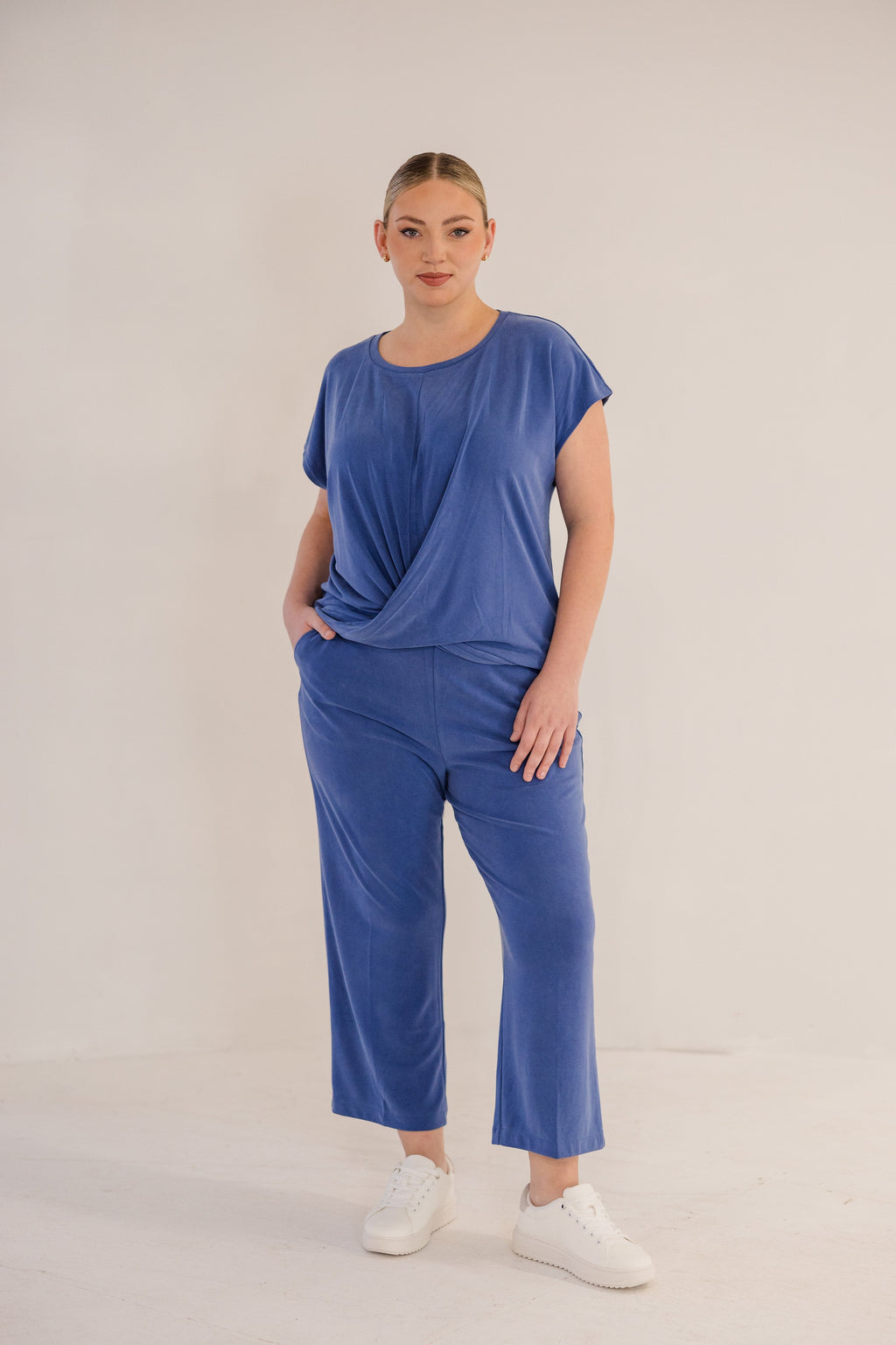 Sue	Drape Front Top, Ombre Blue