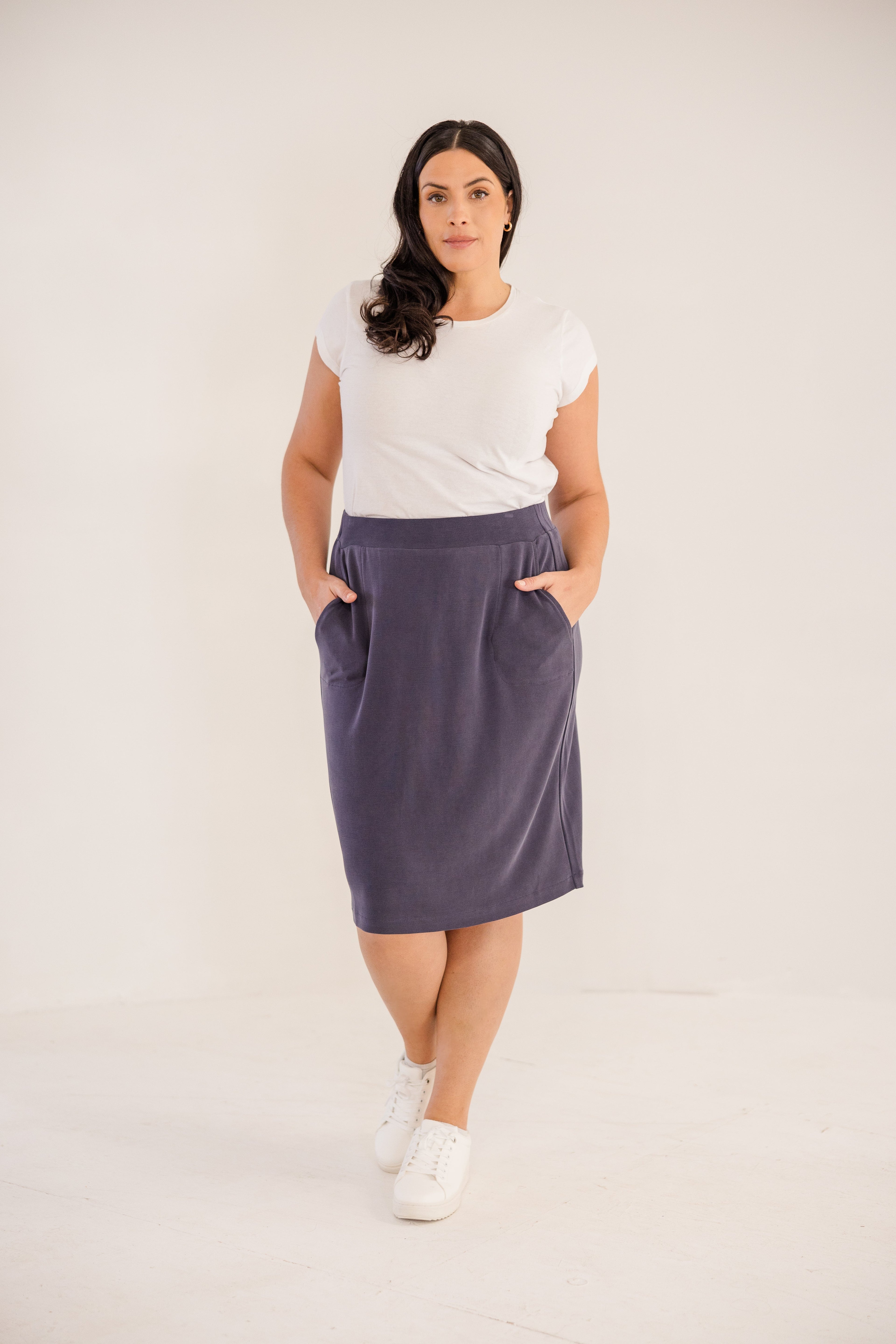 Leah A-Line Skirt, Ink Navy