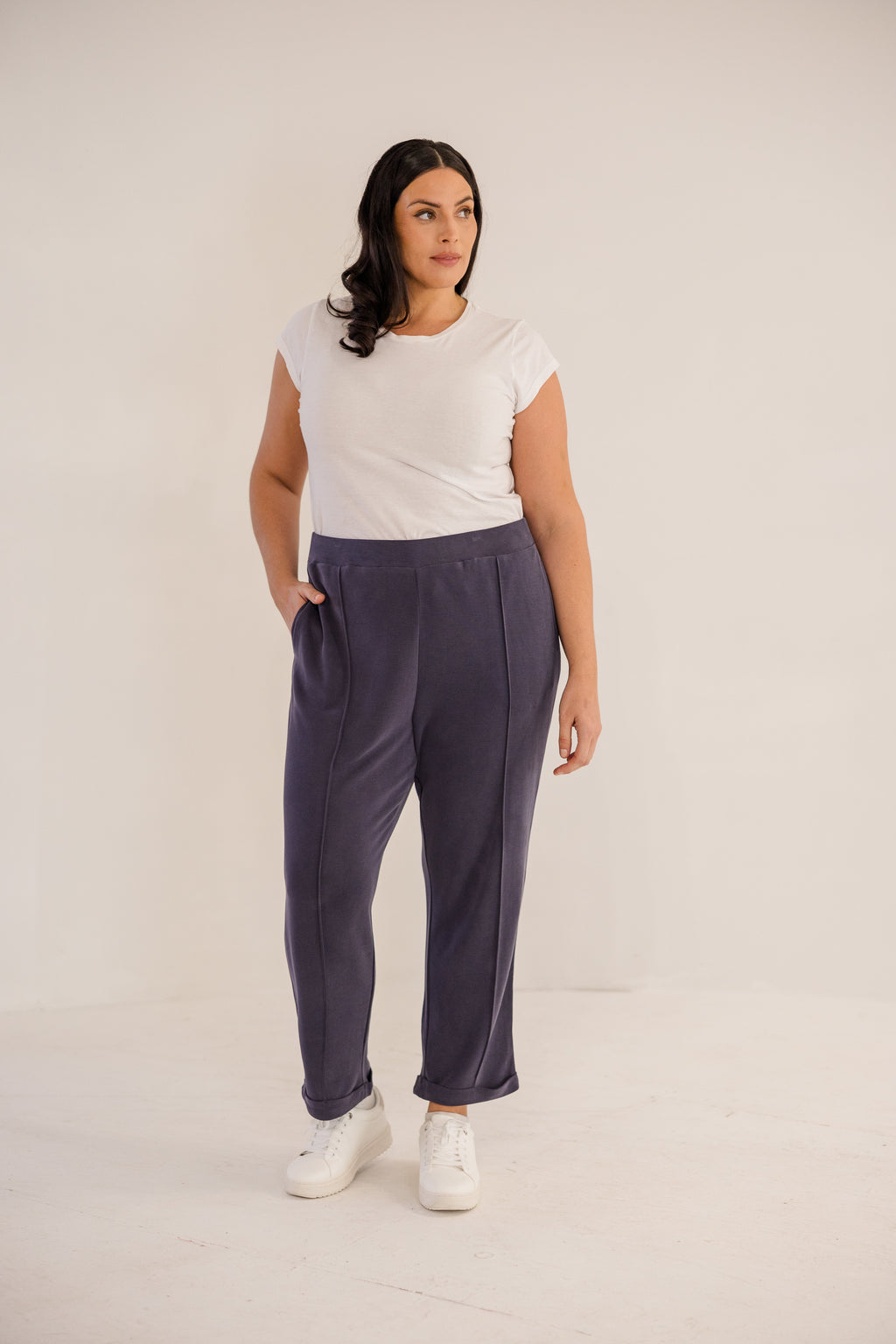 Chloe Pintuck Taper Pant, Ink Navy