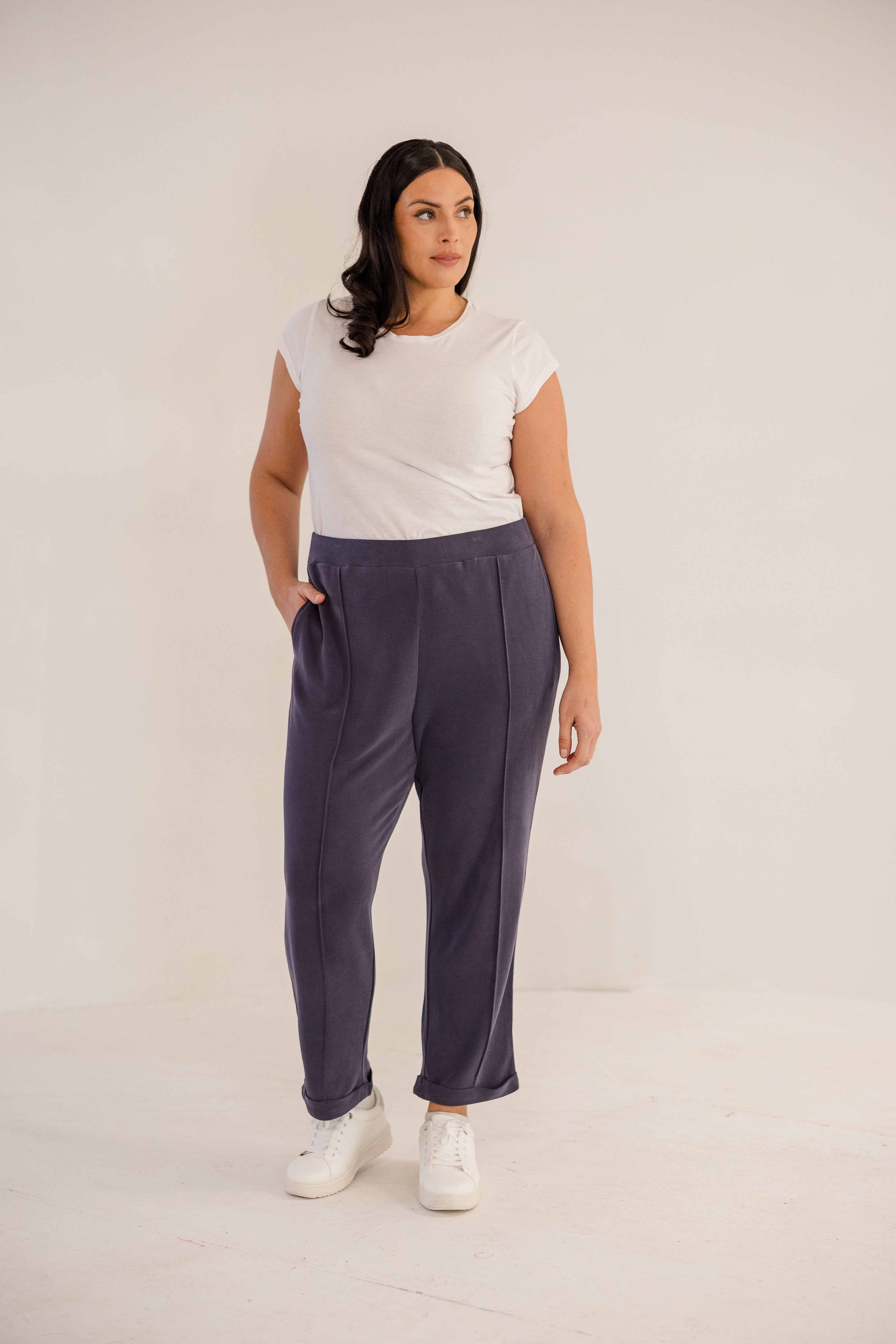 Chloe Pintuck Taper Pant, Ink Navy
