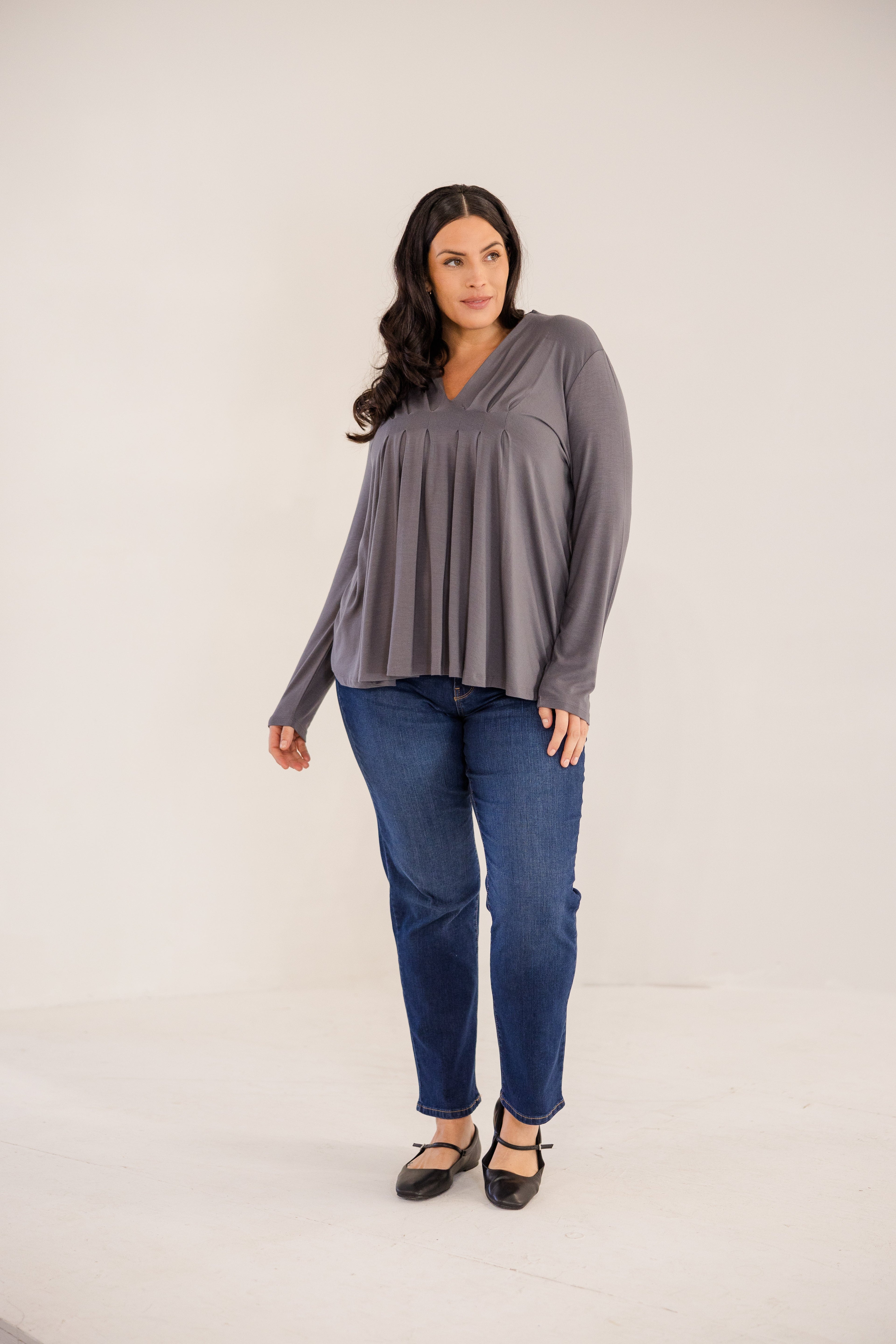 Mercer Front Pleat Top, Castle Rock