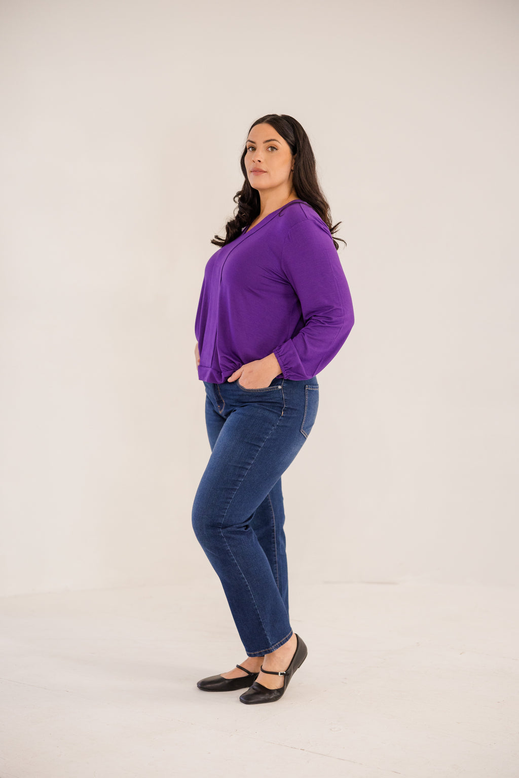 Albany Clean Neck Top, Petunia