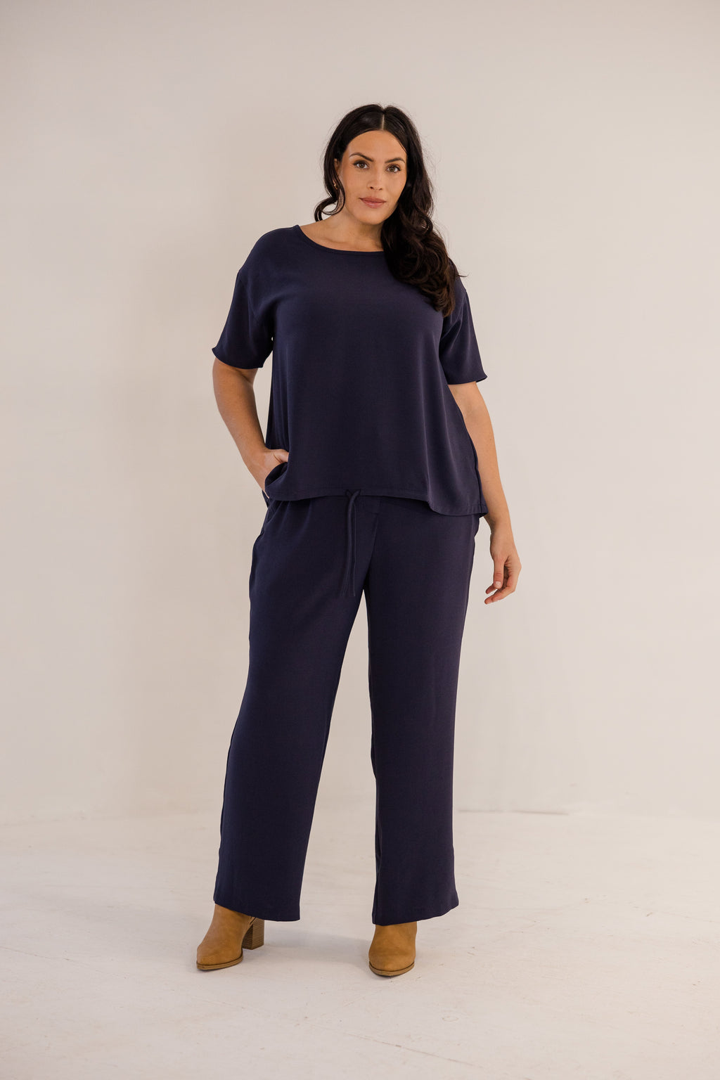 Ricker Tie Hem Top, Ink Navy