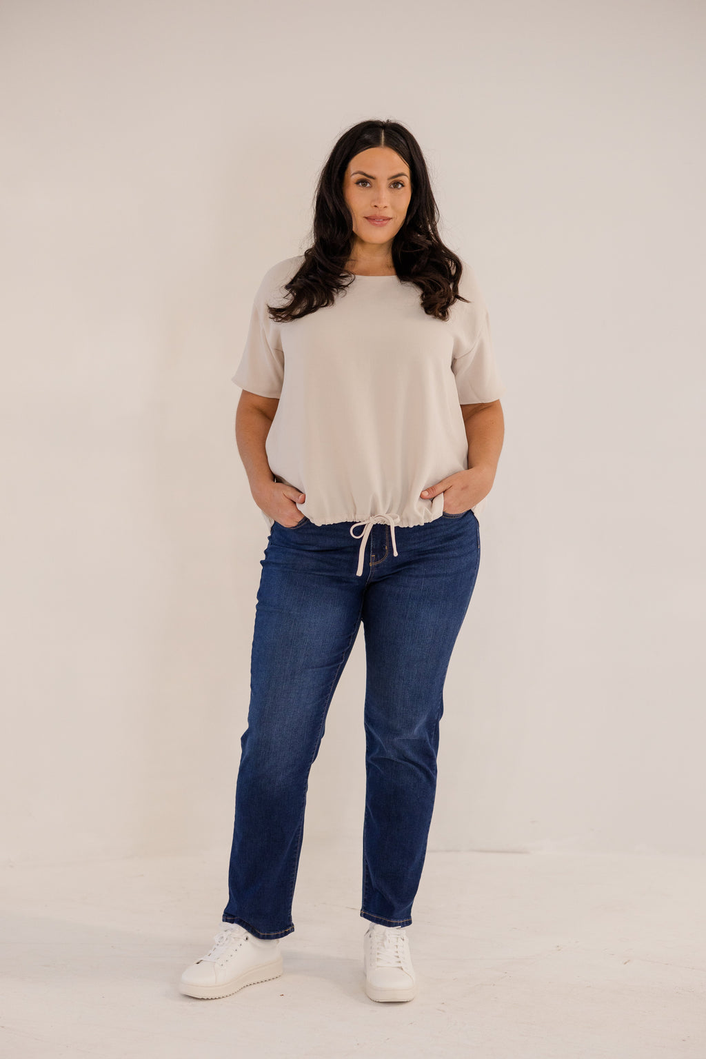 Ricker Tie Hem Top, Stone