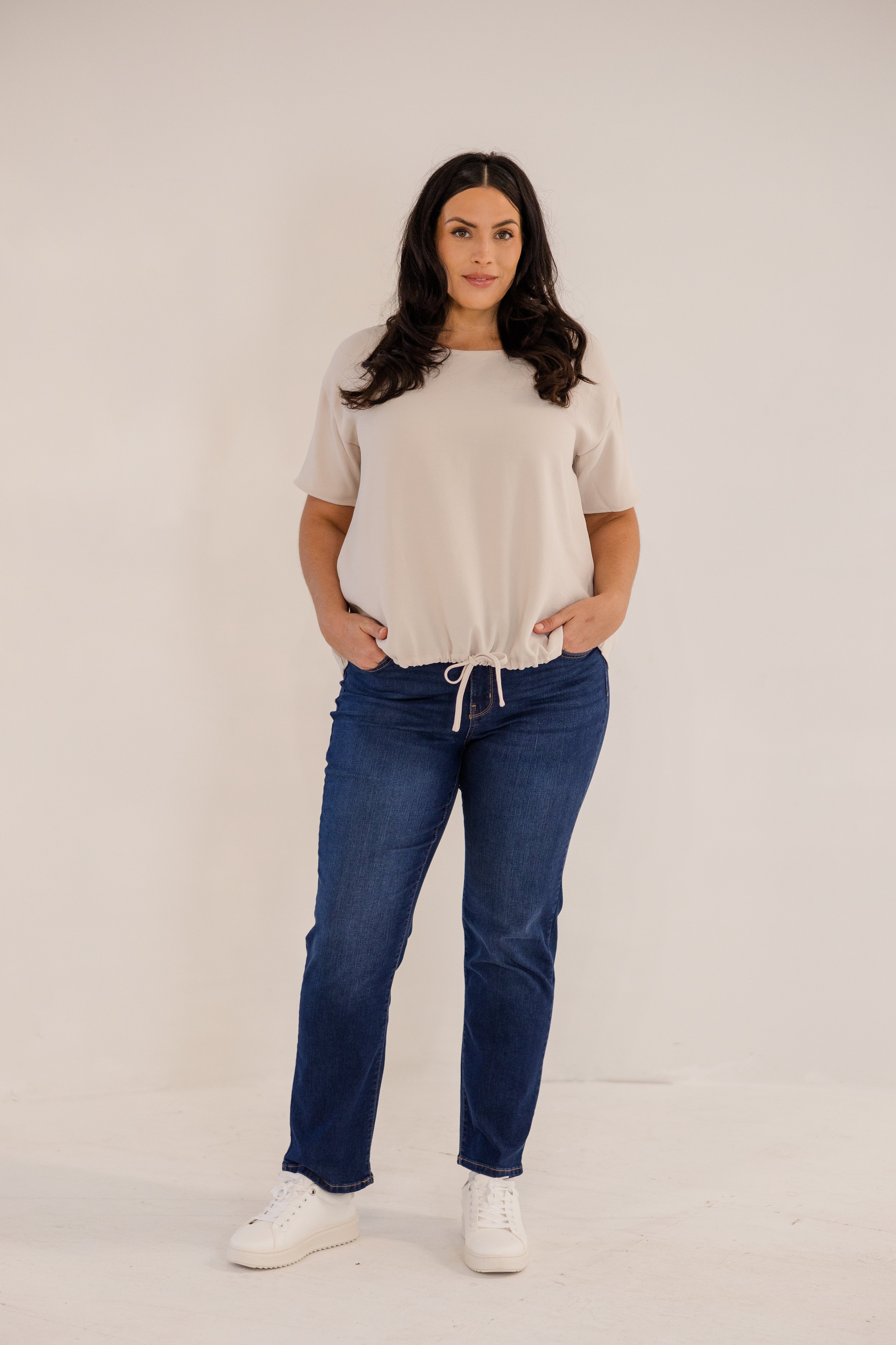 Ricker Tie Hem Top, Stone