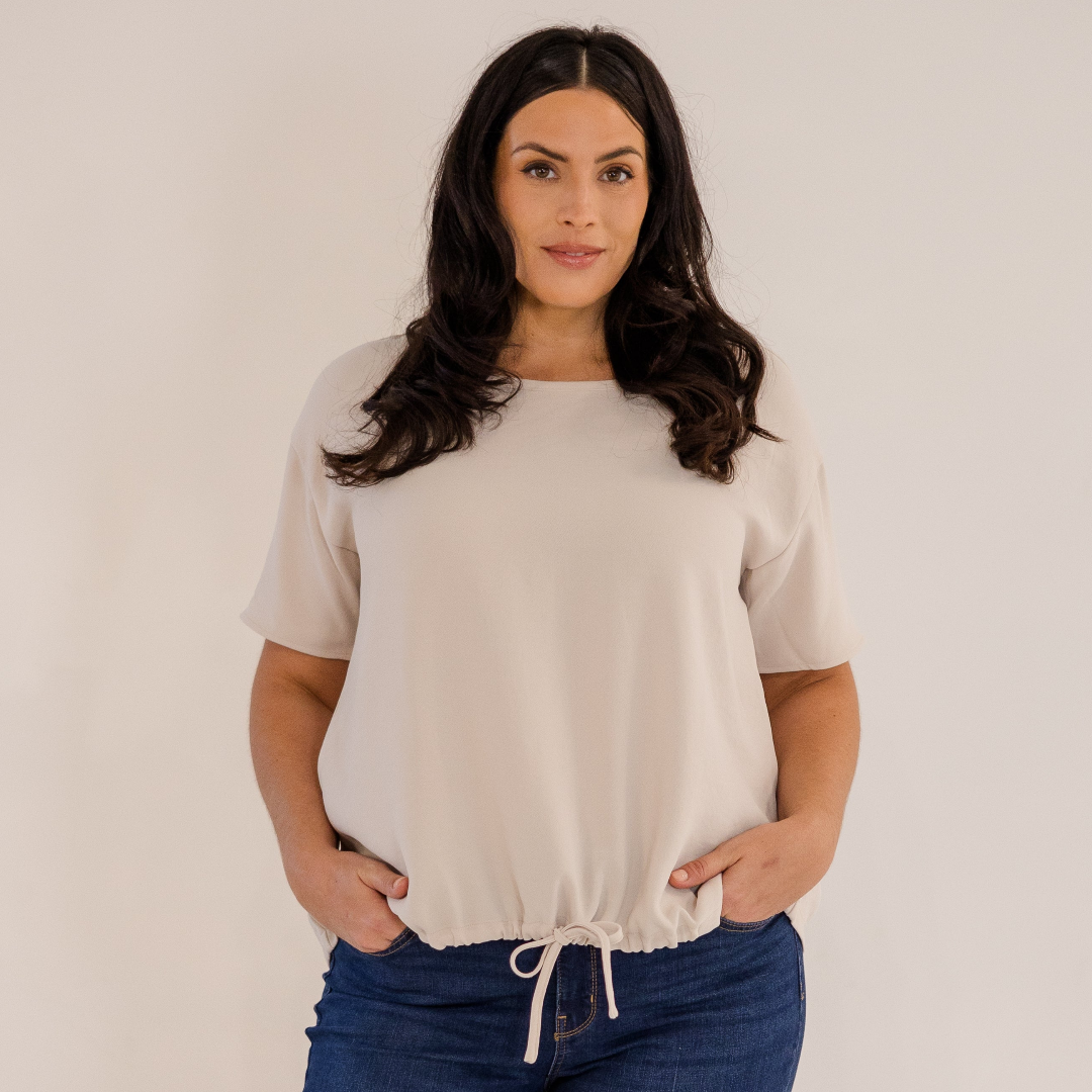 Ricker Tie Hem Top, Stone