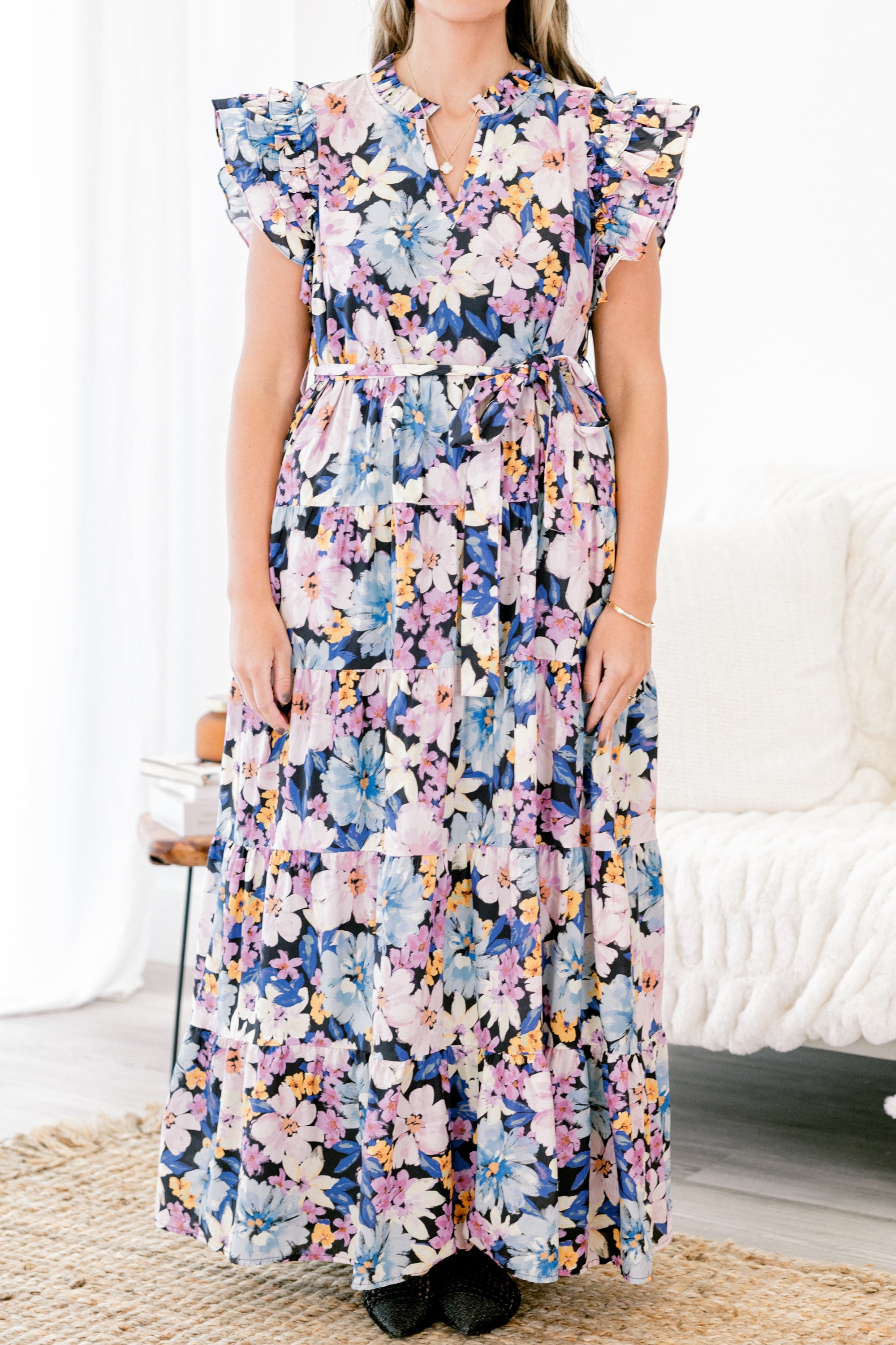 Venetian Garden Dress, Navy