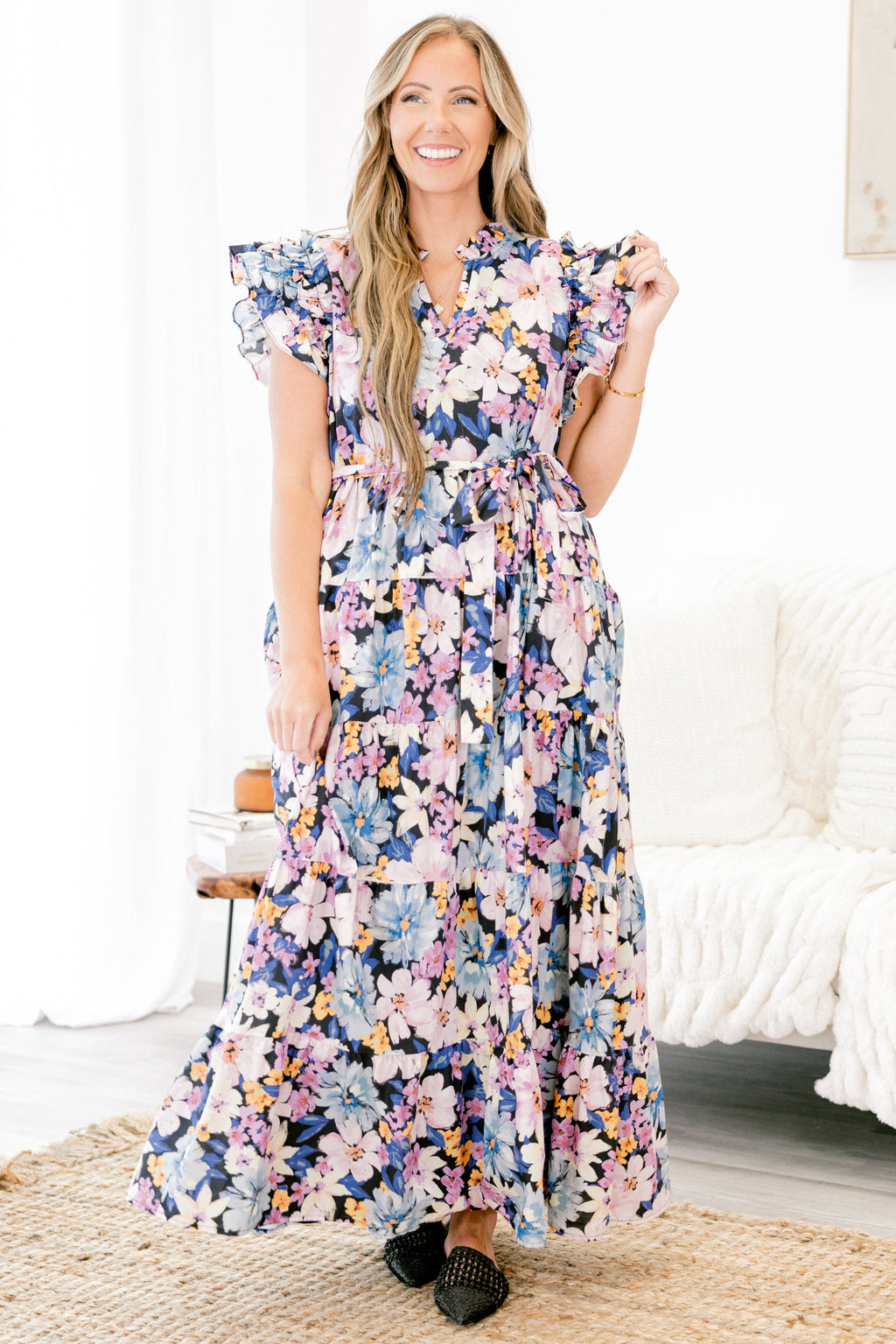 Venetian Garden Dress, Navy