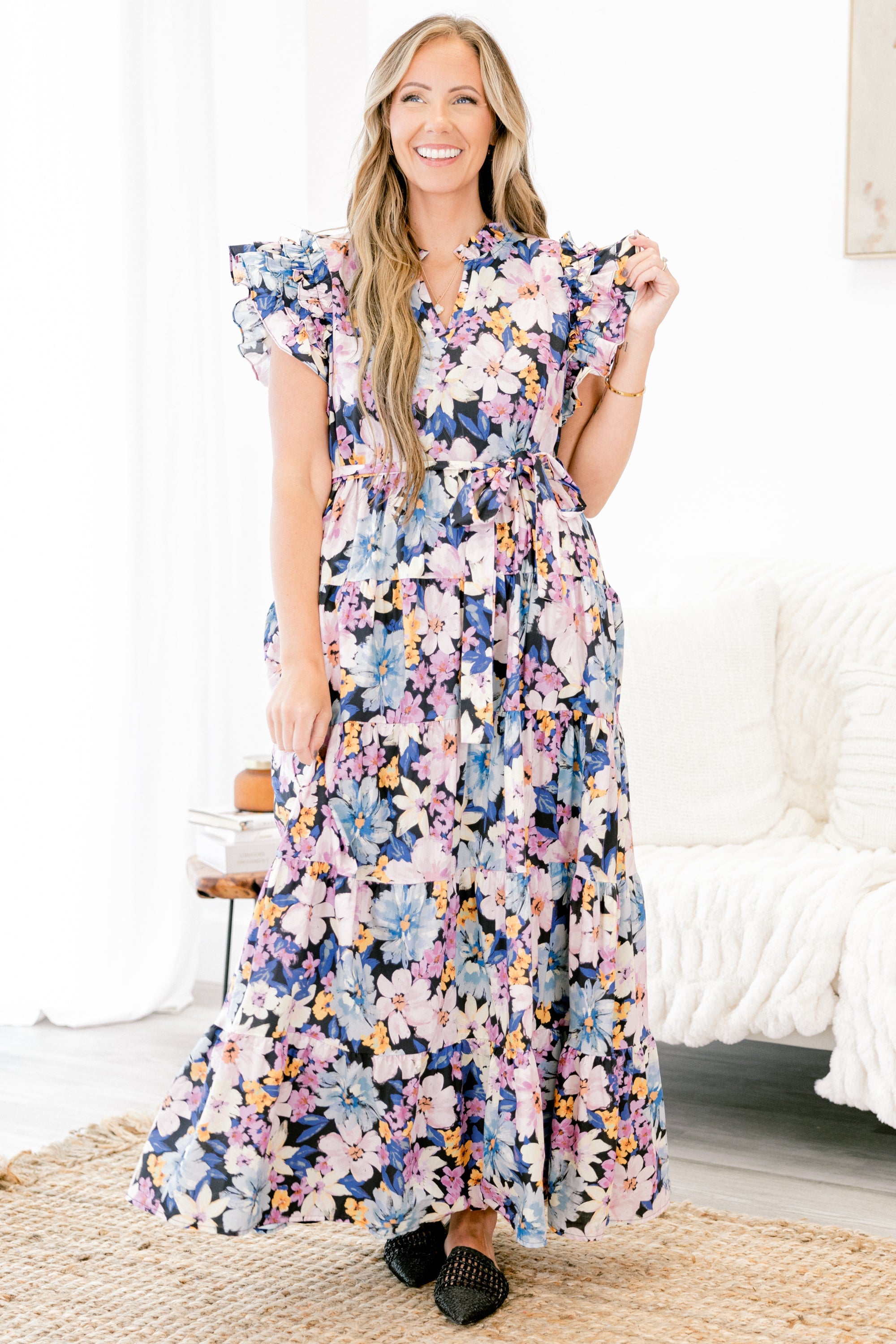 Venetian Garden Dress, Navy