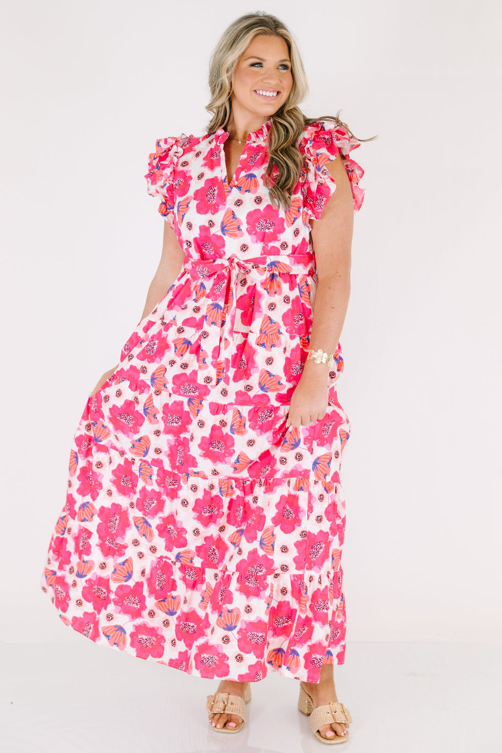 Venetian Garden Dress, Fuchsia