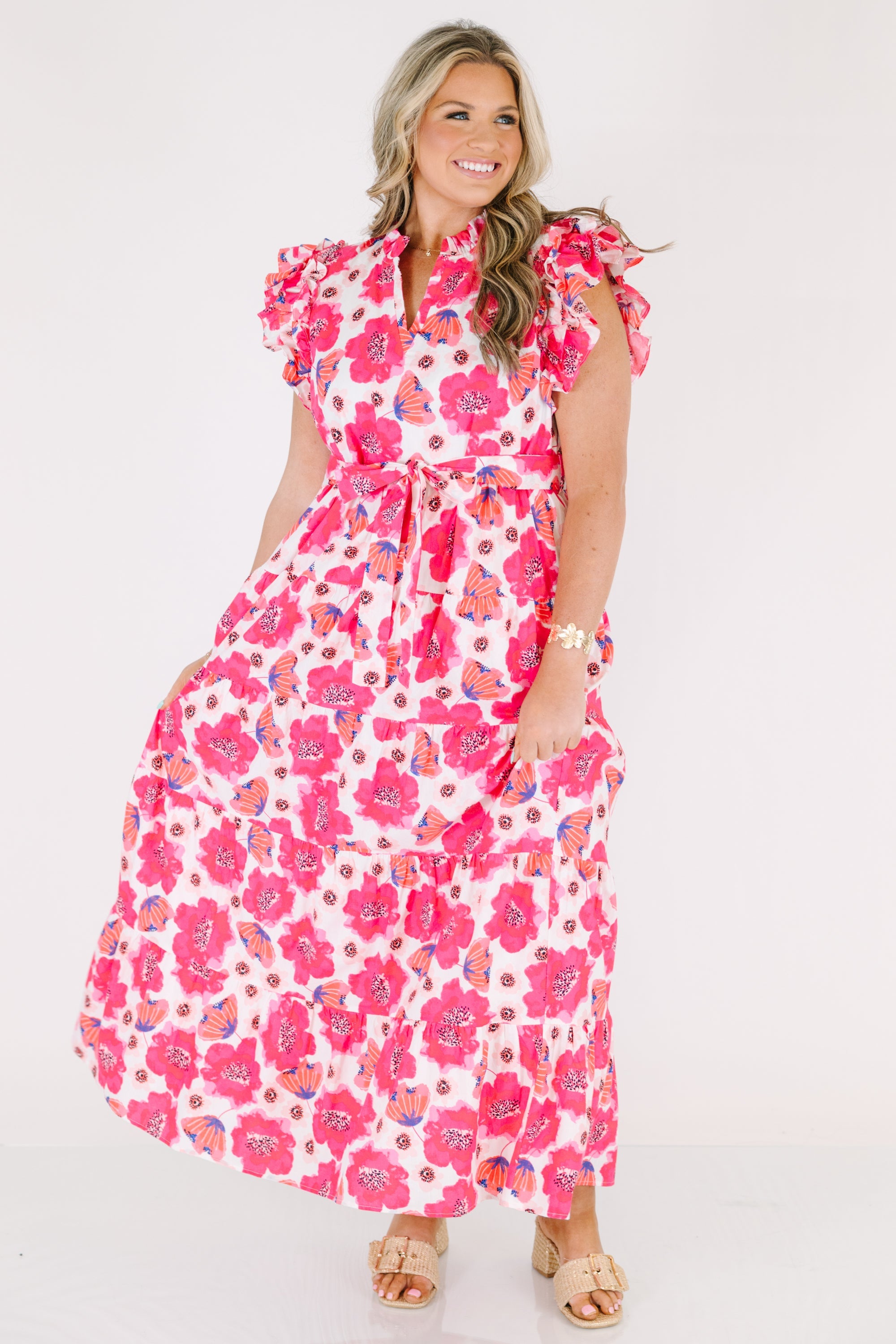 Venetian Garden Dress, Fuchsia