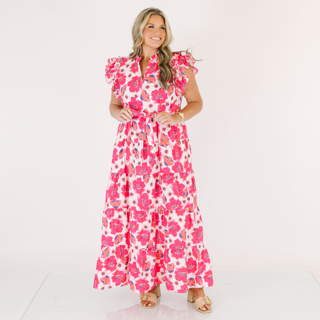 Venetian Garden Dress, Fuchsia