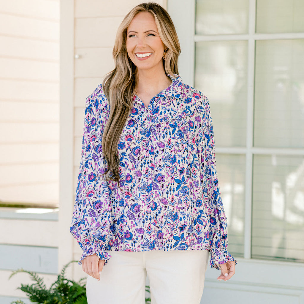Vintage Garden Blouse, Purple
