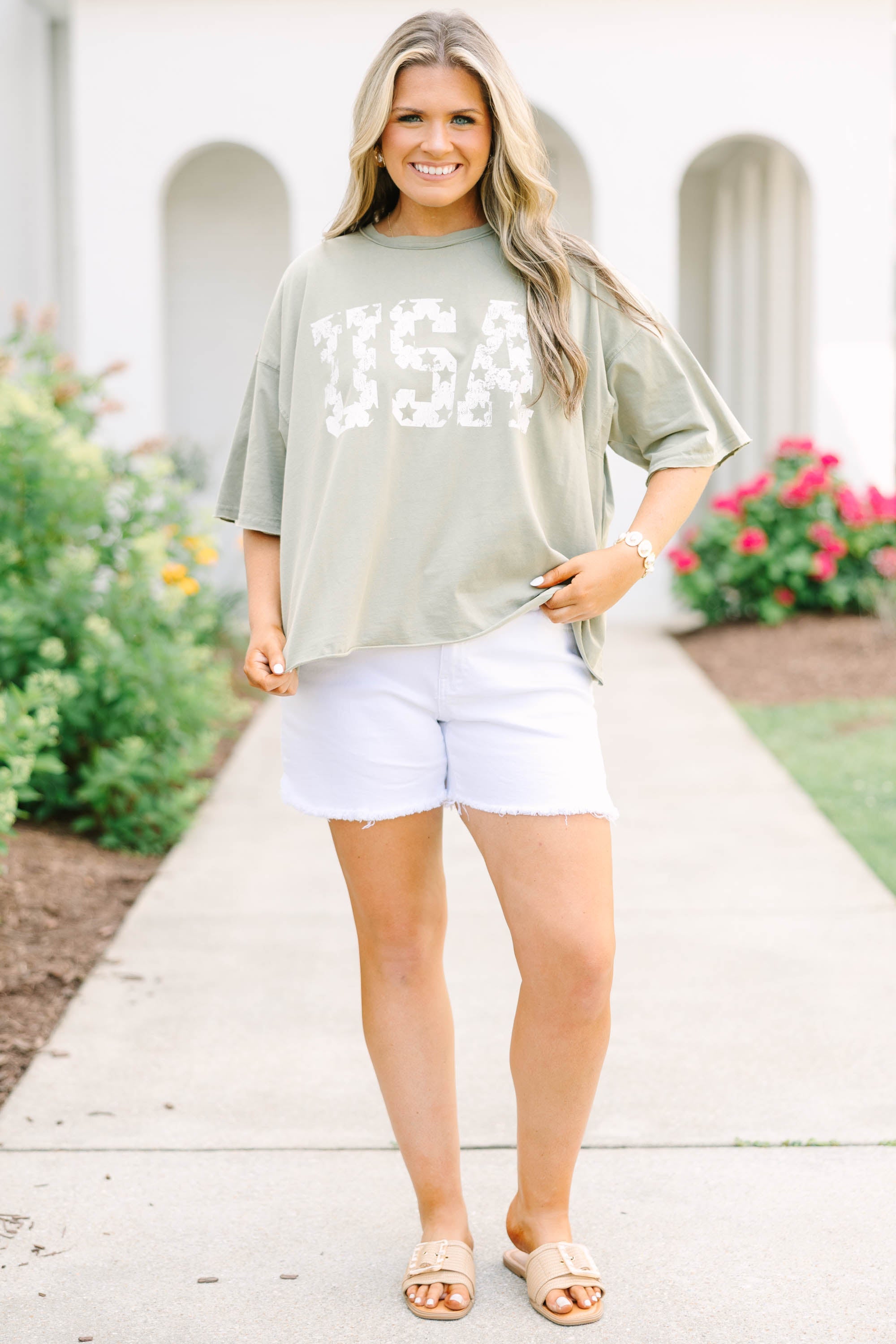 Vintage USA Vintage Wash Tee, Army Green
