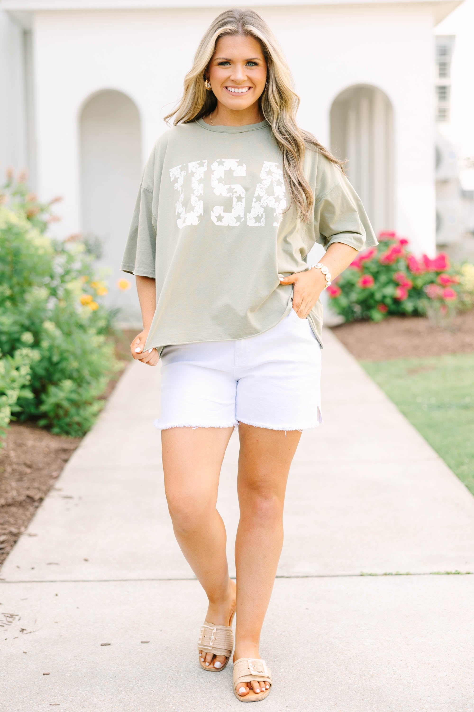 Vintage USA Vintage Wash Tee, Army Green