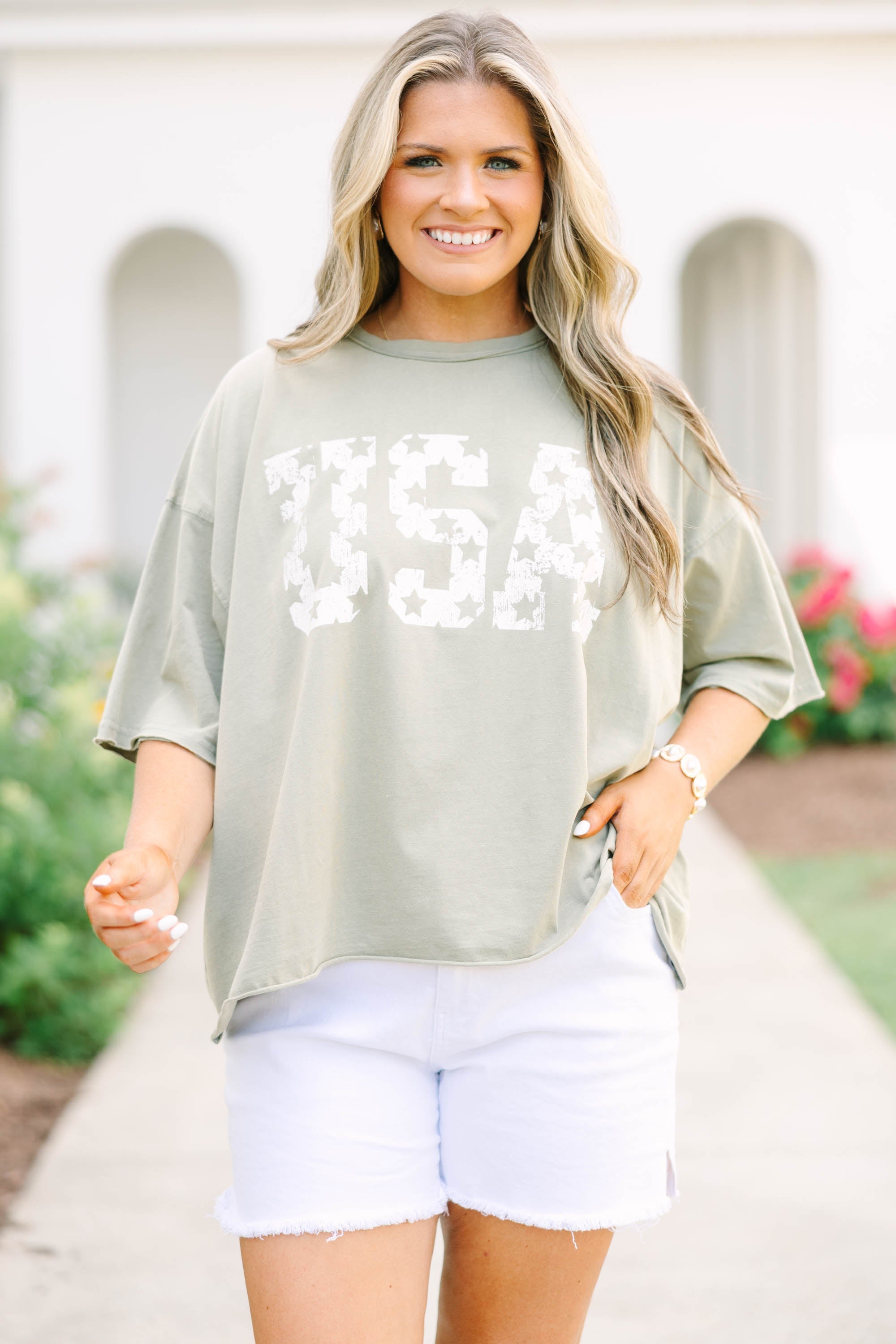 Vintage USA Vintage Wash Tee, Army Green