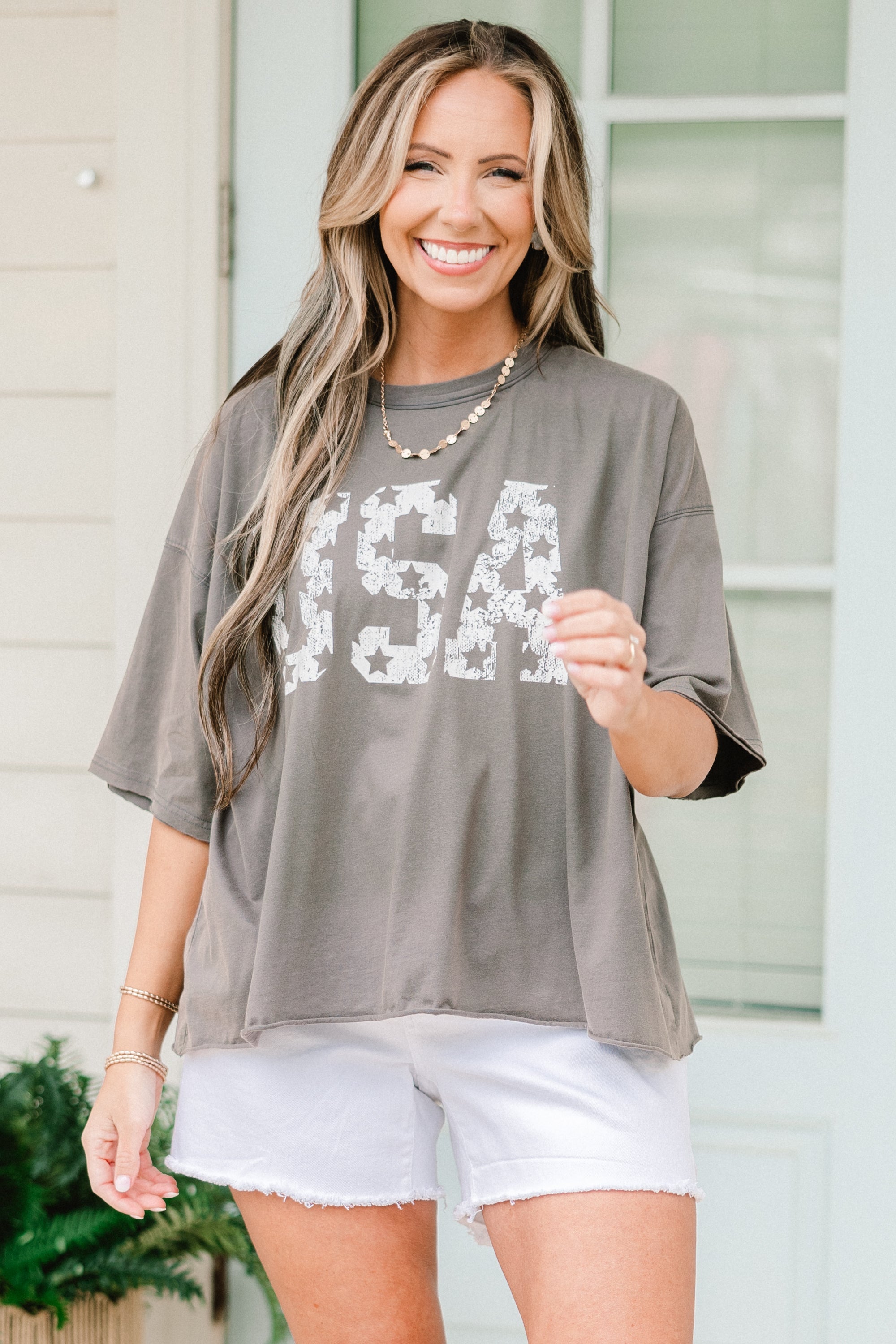 Vintage USA Vintage Wash Tee, Charcoal