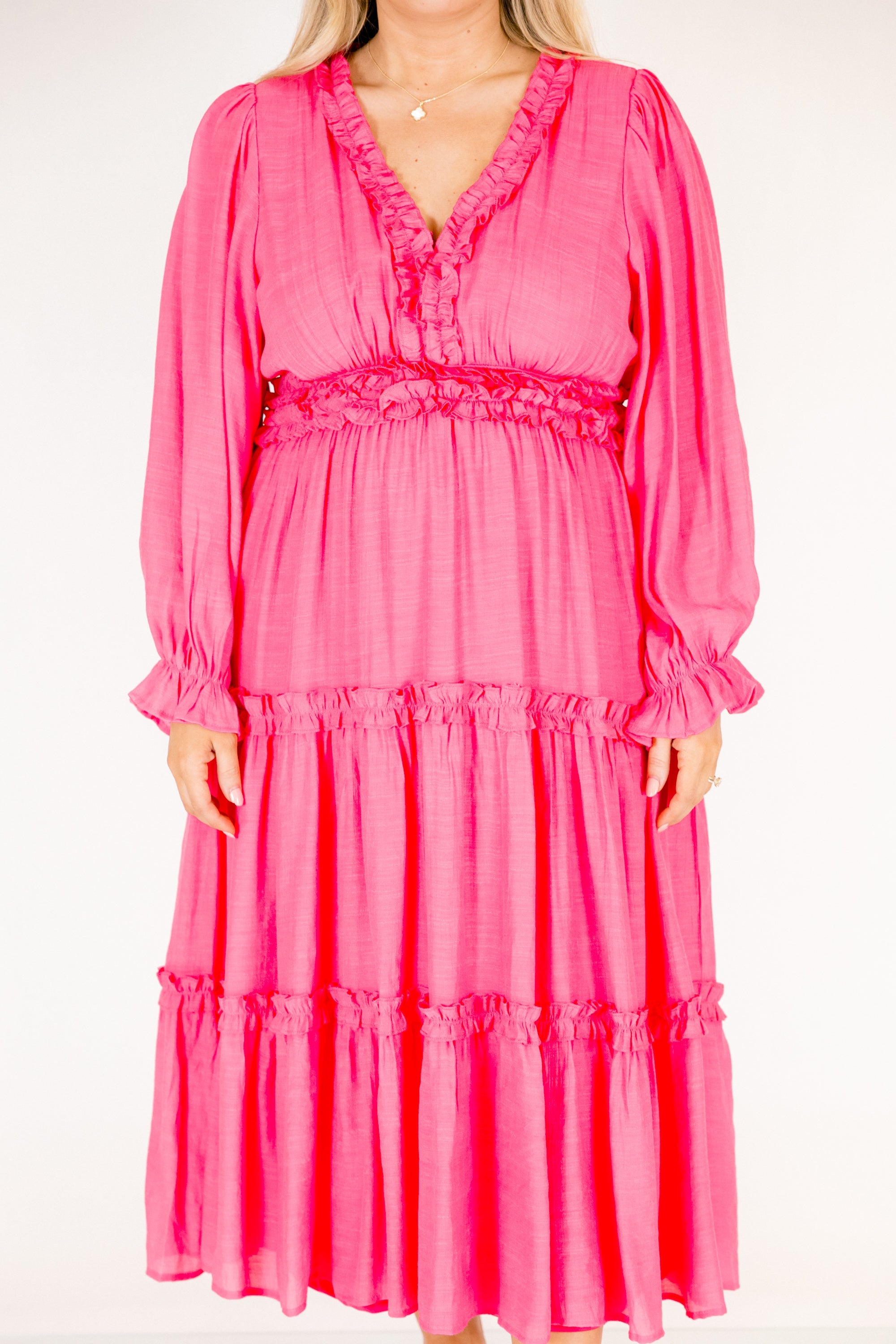 Vivid Palms Dress, Hot Pink