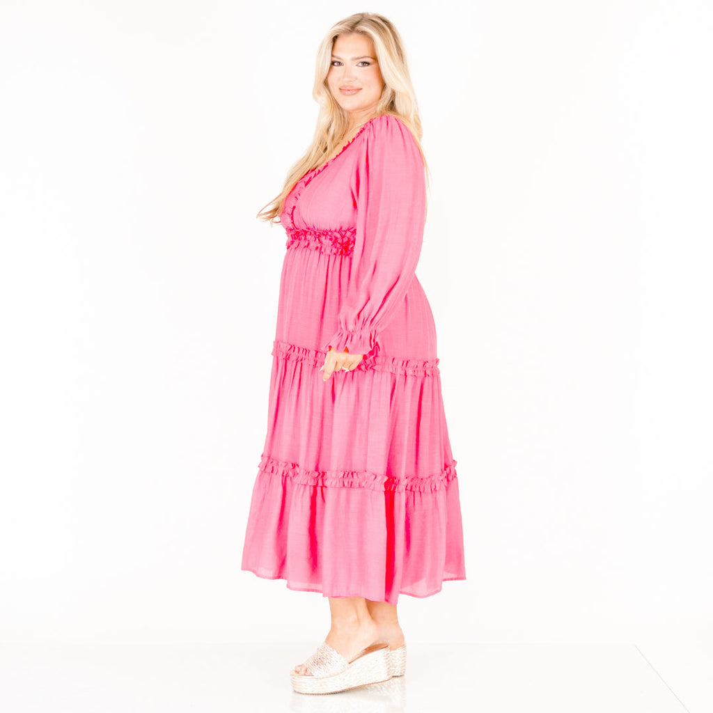 Vivid Palms Dress, Hot Pink