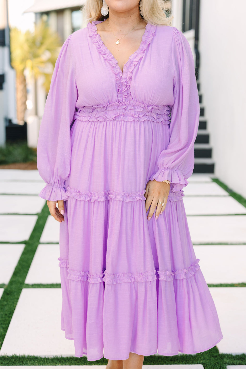 Vivid Palms Dress, Lavender