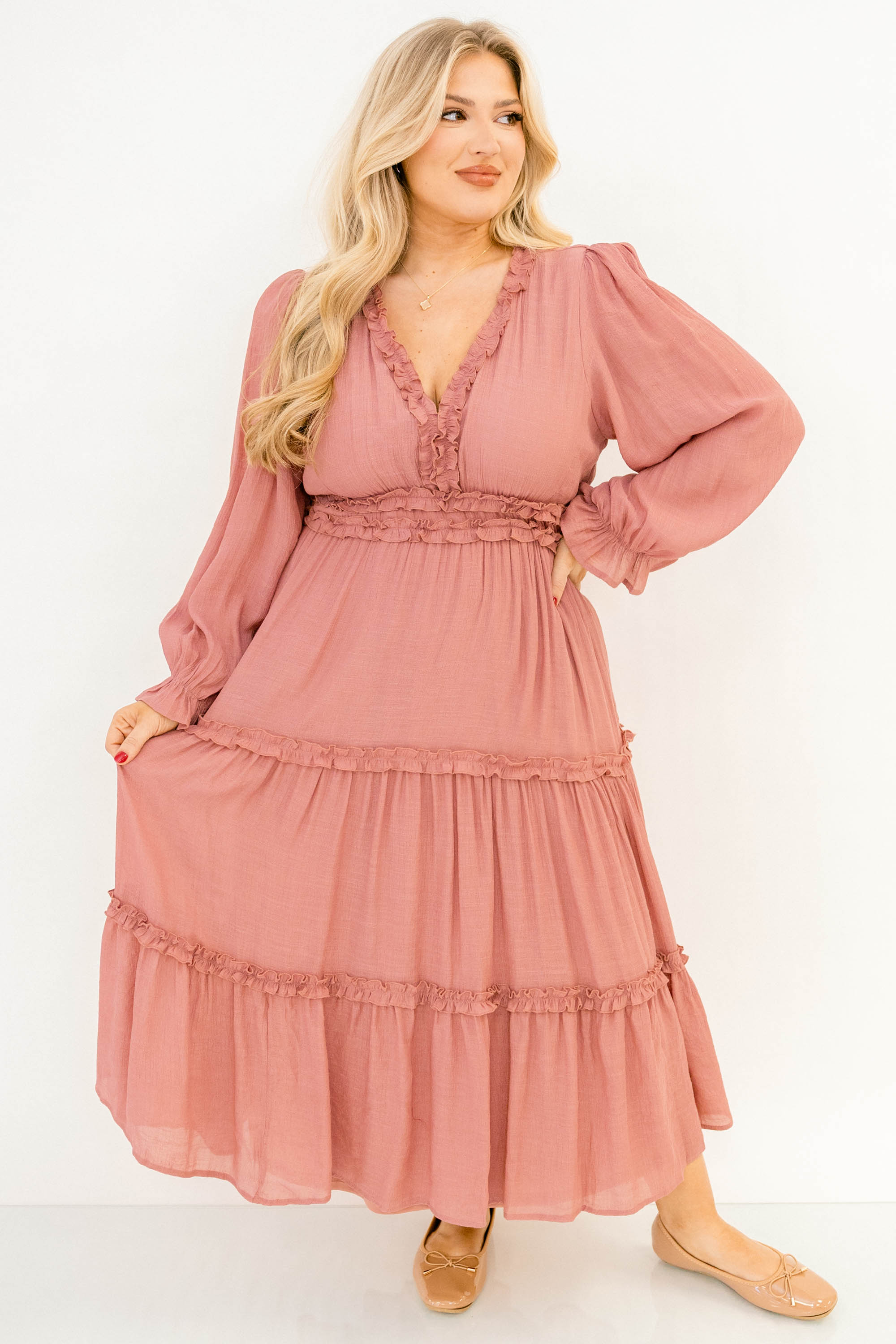 Vivid Palms Dress, Rose