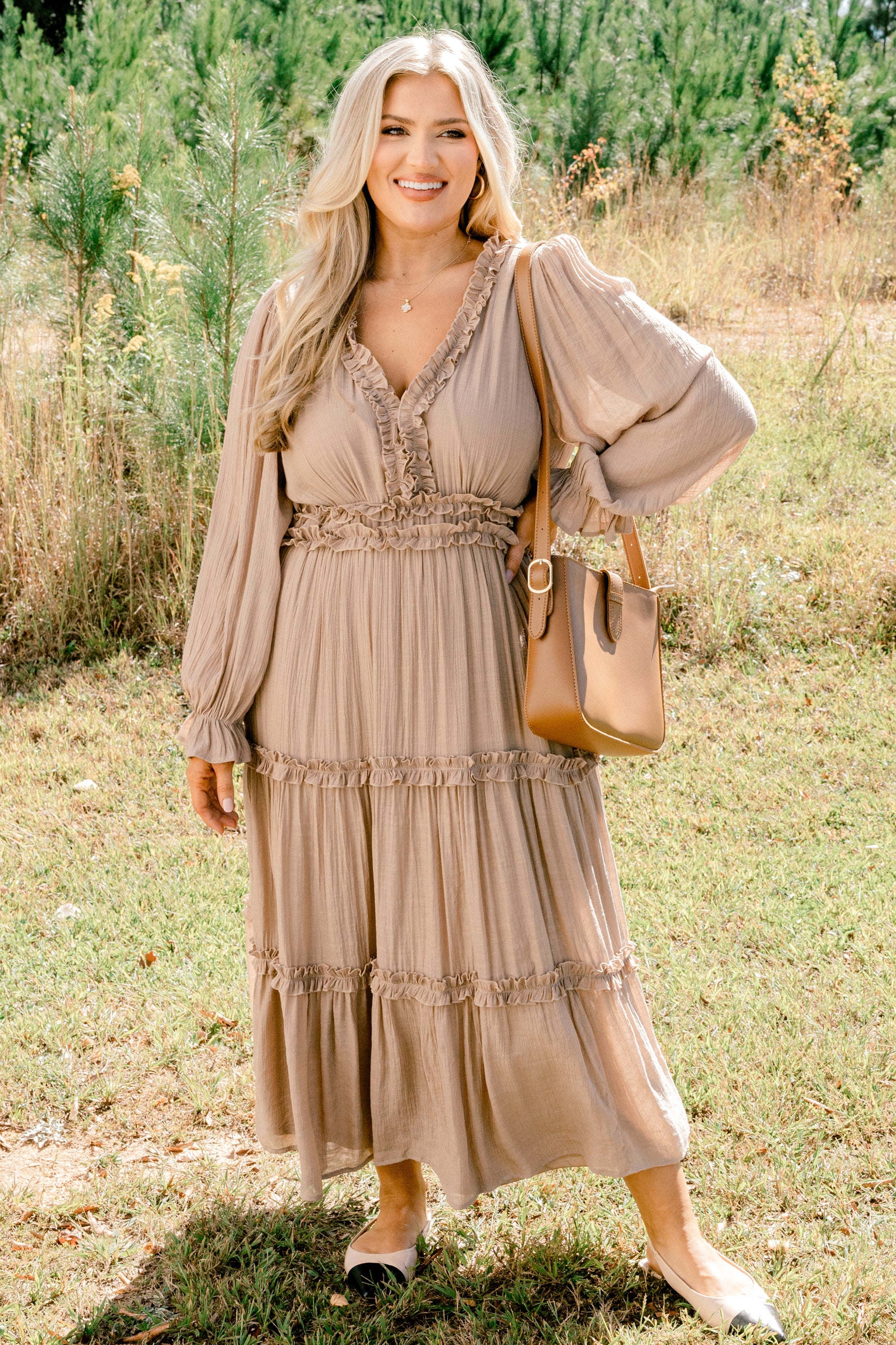 Vivid Palms Dress, Taupe
