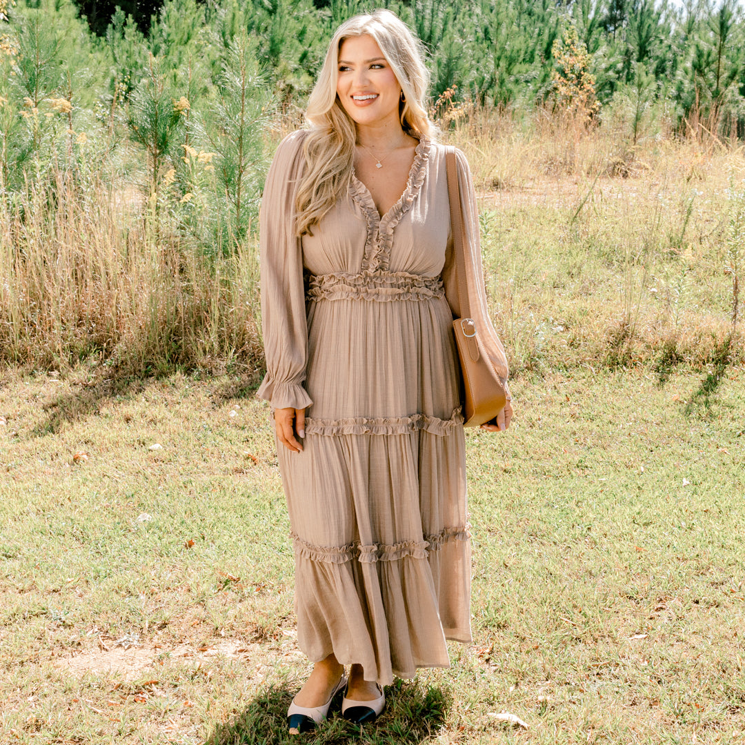 Vivid Palms Dress, Taupe