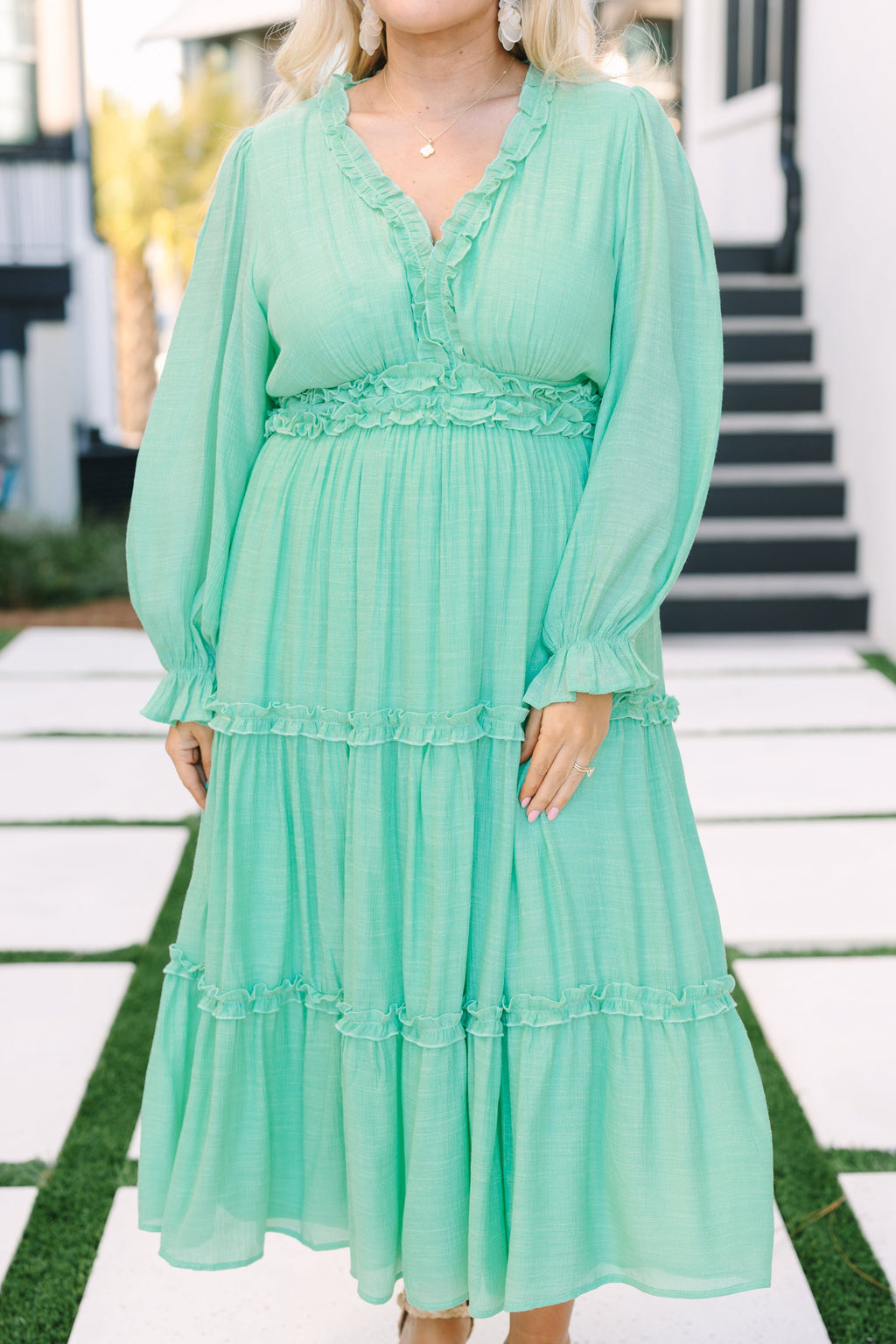 Vivid Palms Dress, Turquoise