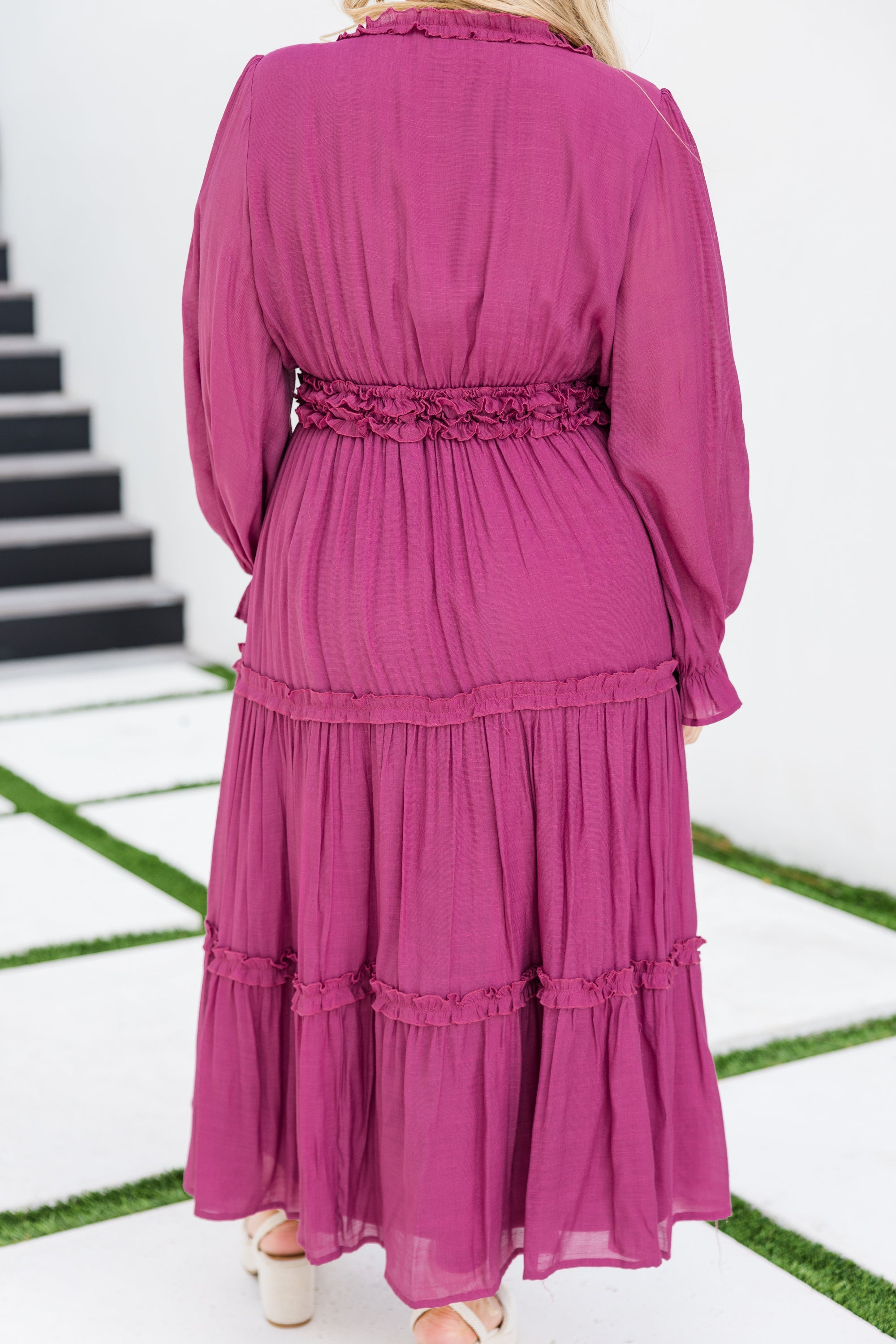 Vivid Palms Dress, Plum