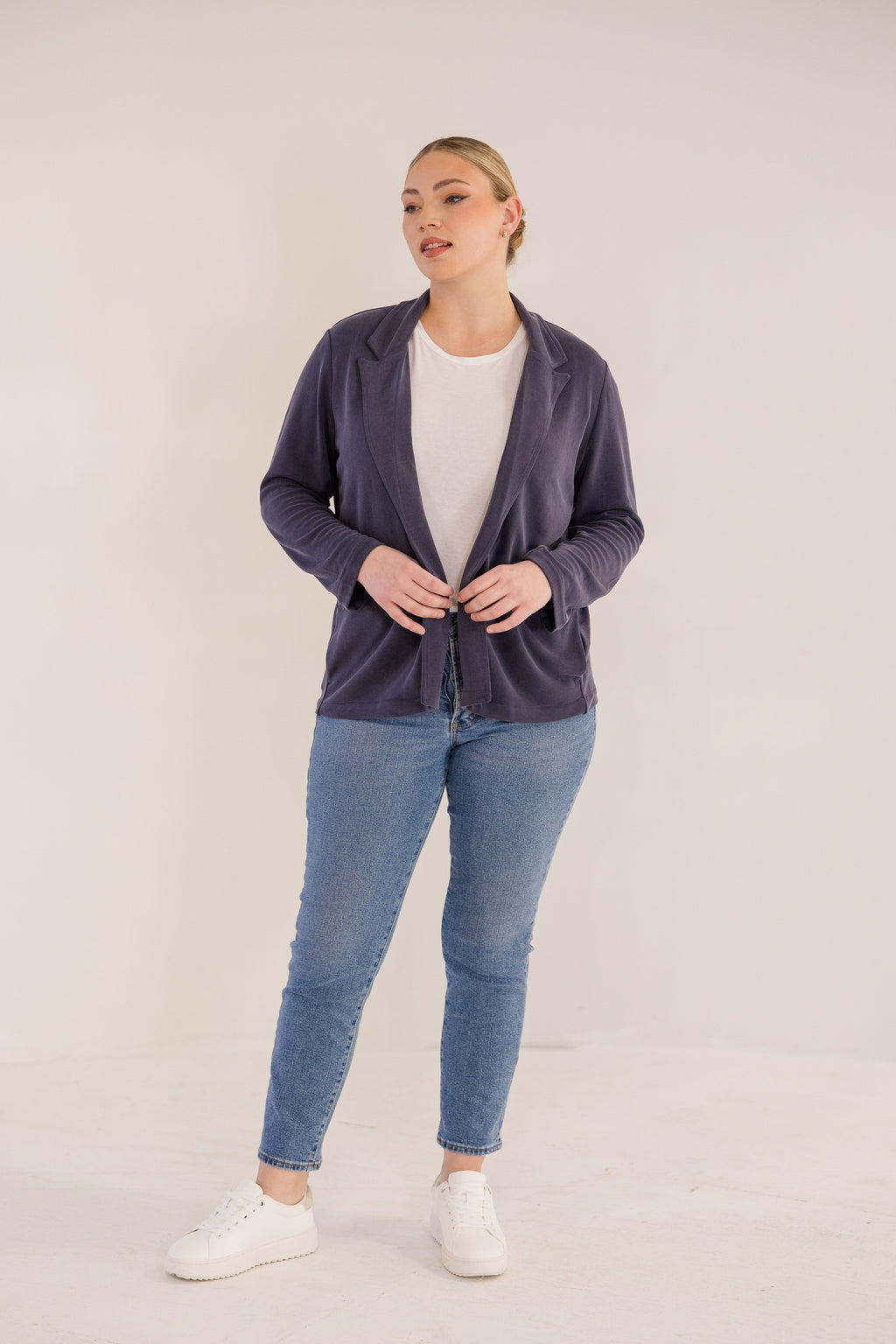 Bleecker Collar Knit Jacket, Ink Navy