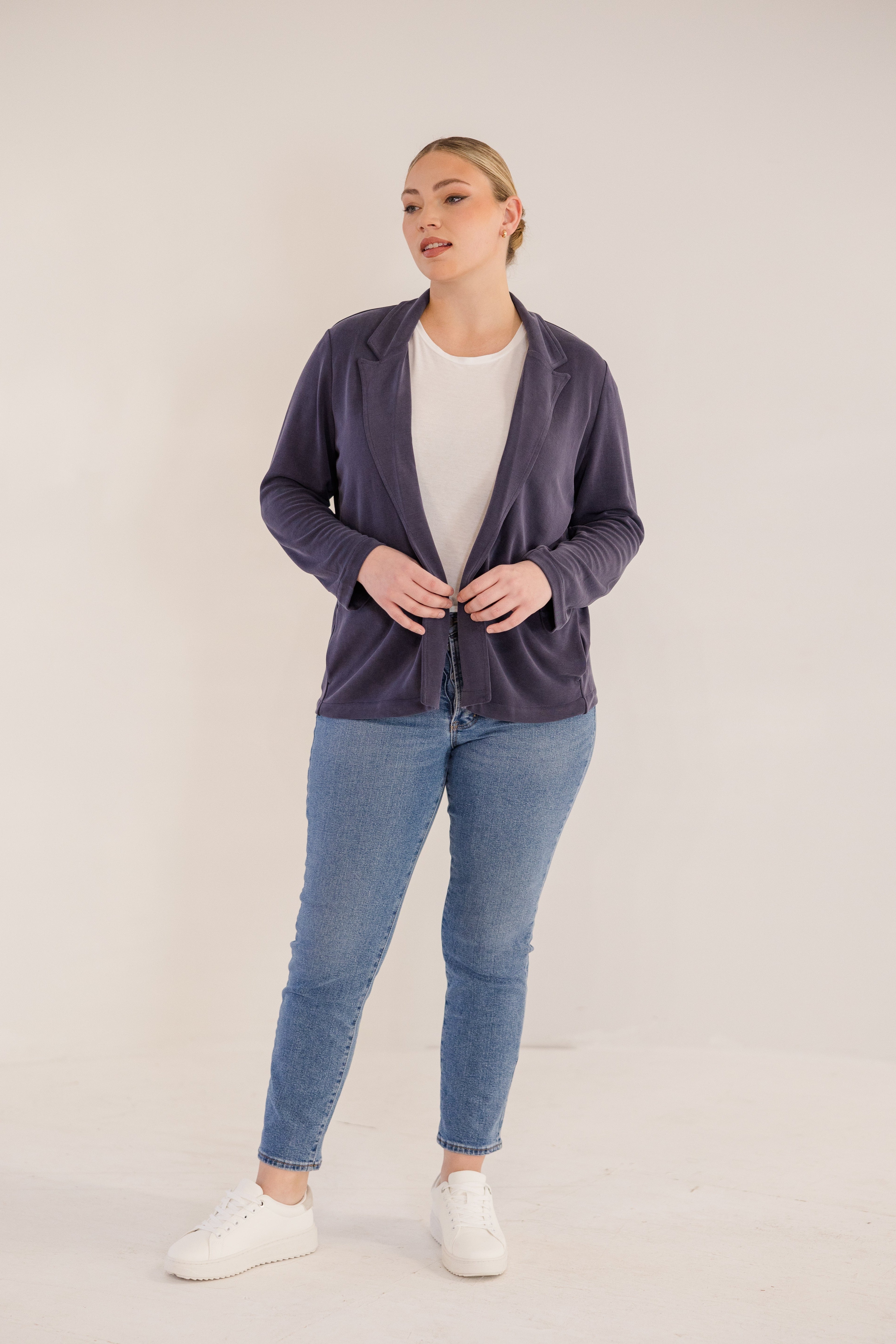 Bleecker Collar Knit Jacket, Ink Navy