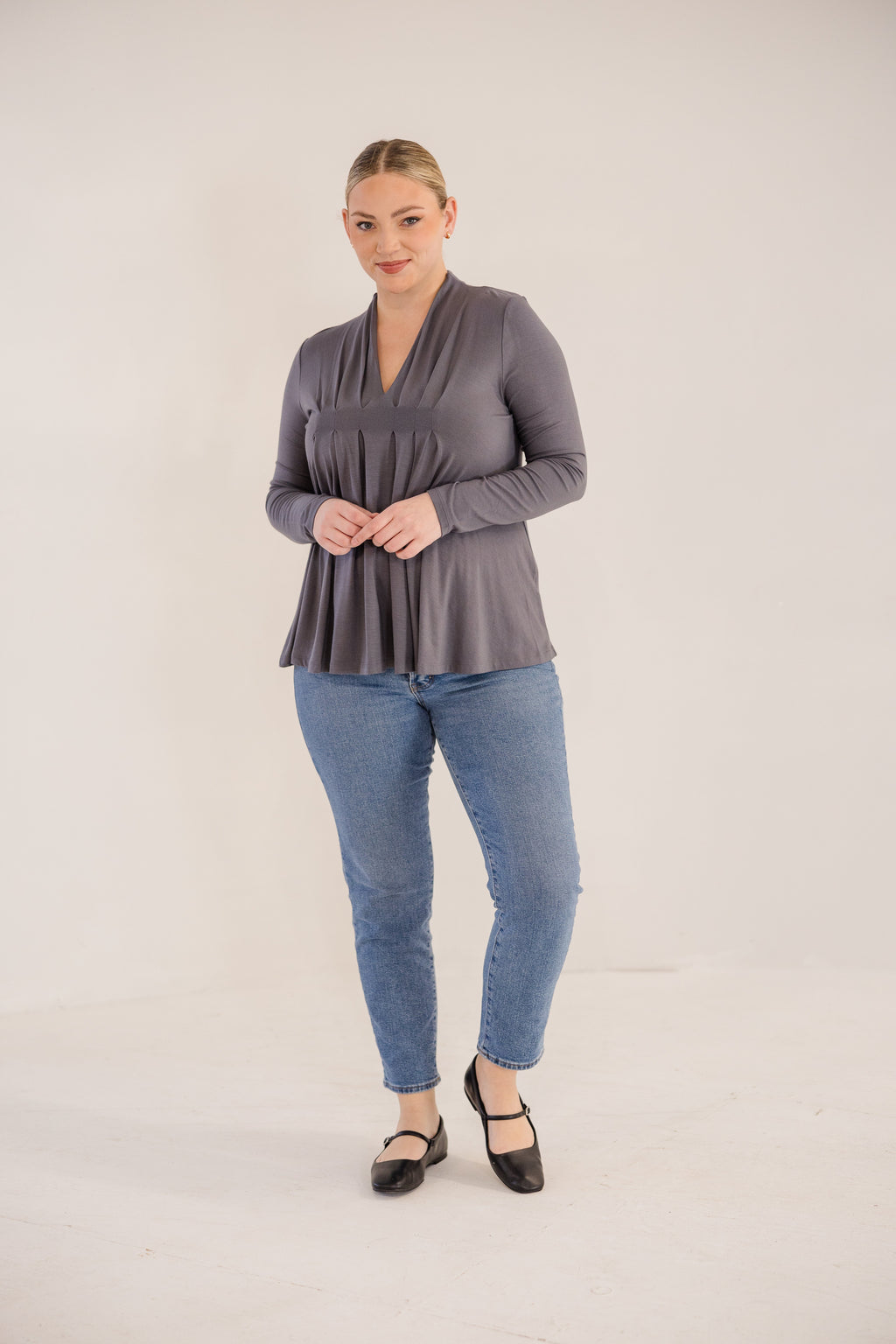 Mercer Front Pleat Top, Castle Rock