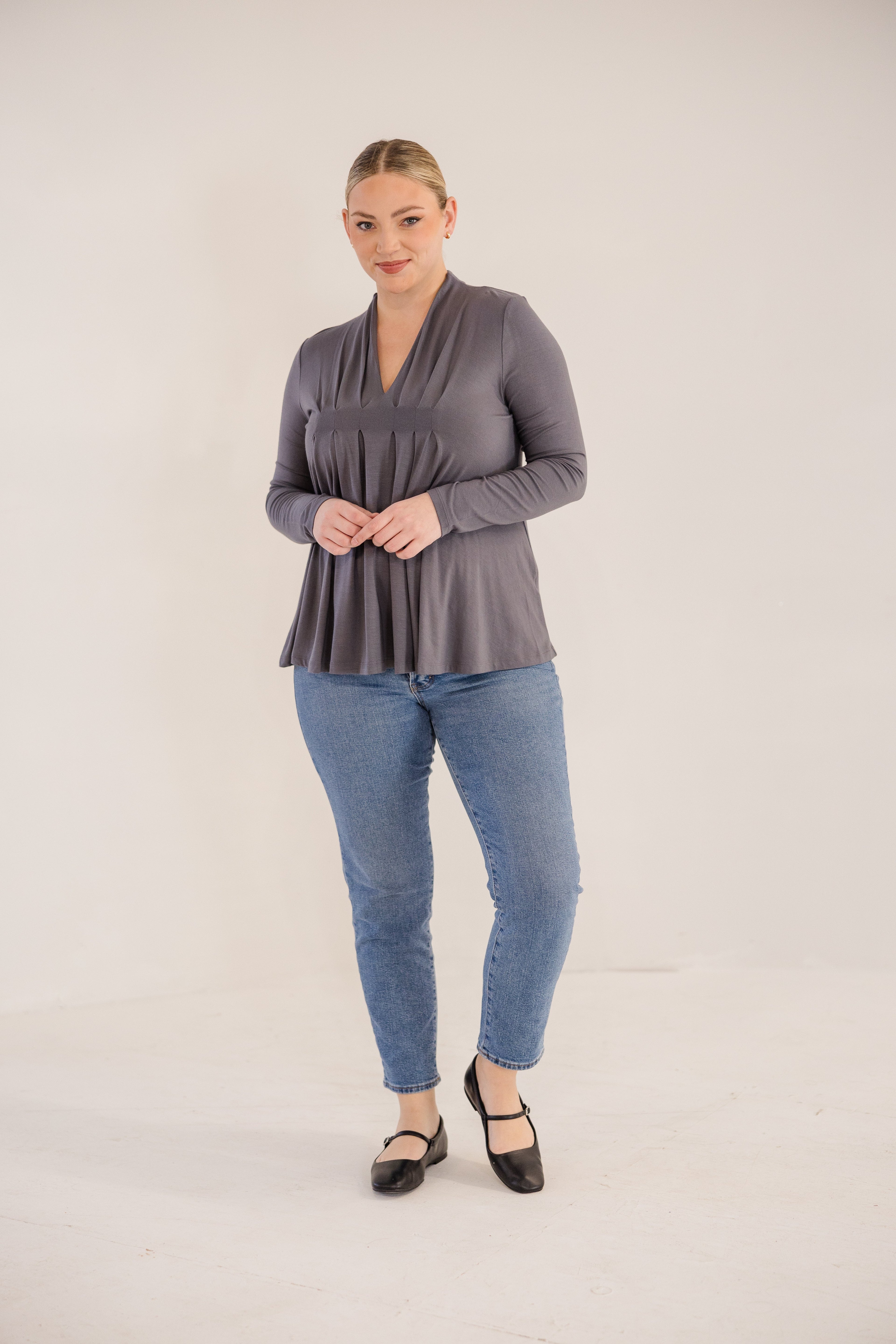 Mercer Front Pleat Top, Castle Rock