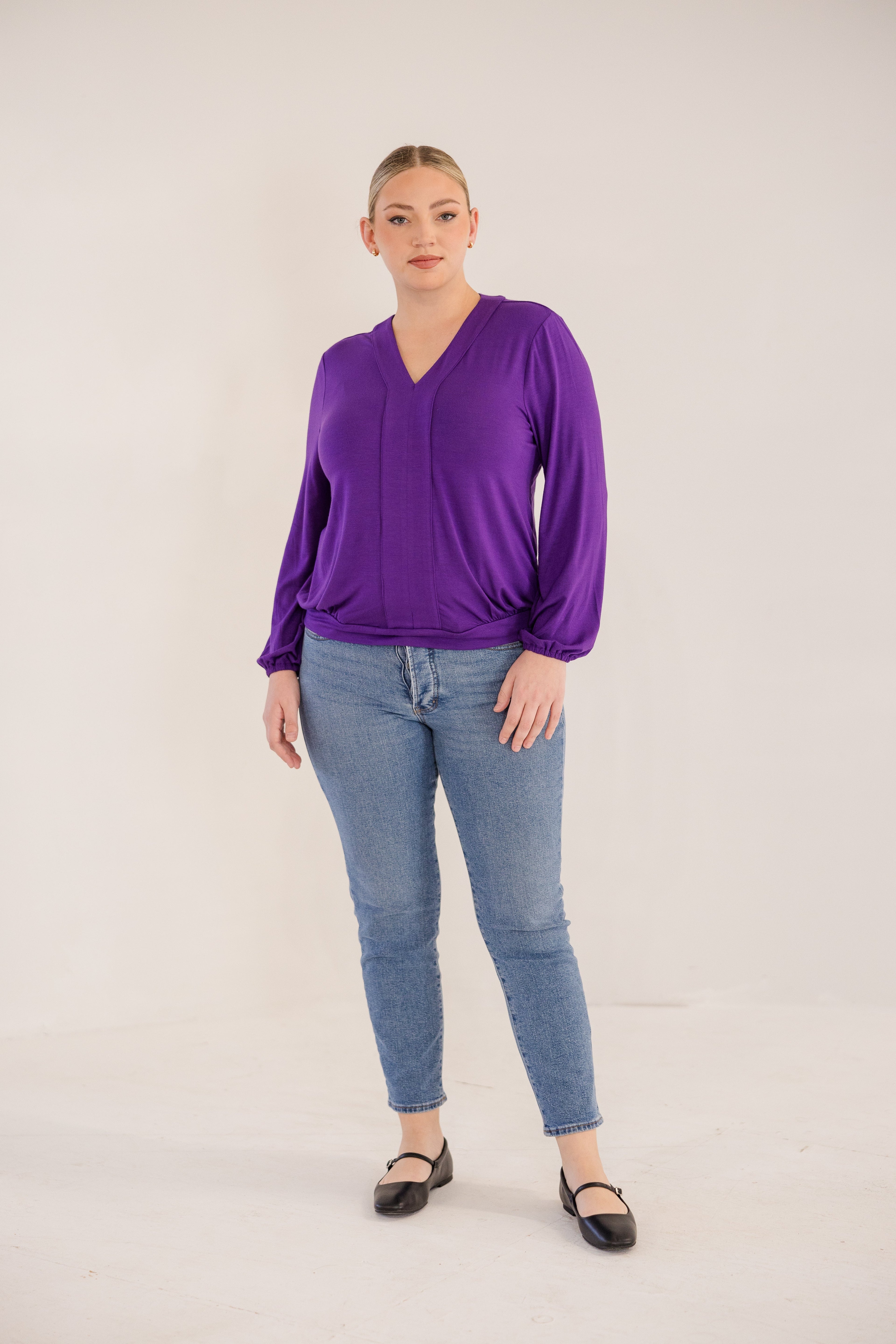 Albany Clean Neck Top, Petunia
