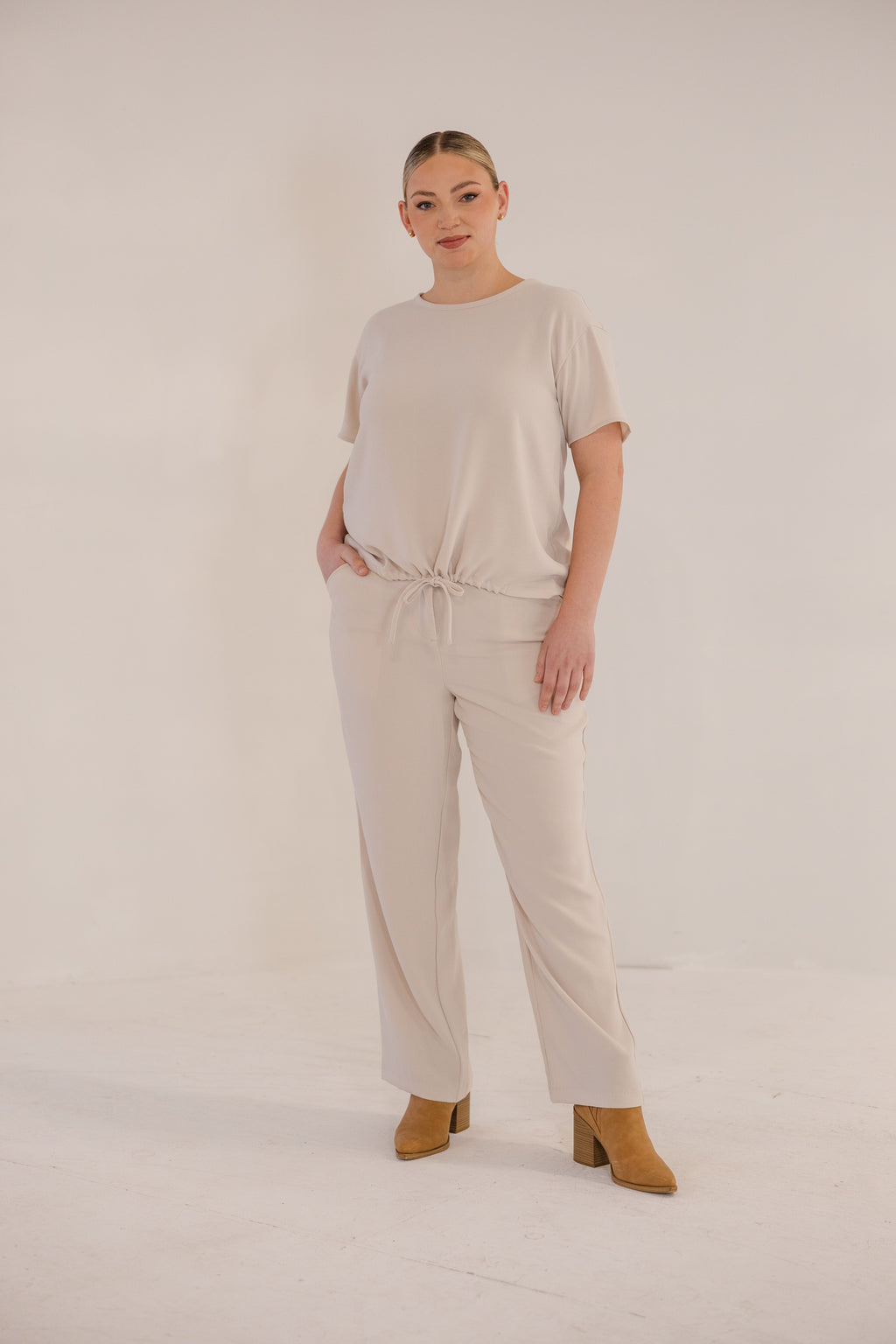 Ricker Tie Hem Top, Stone