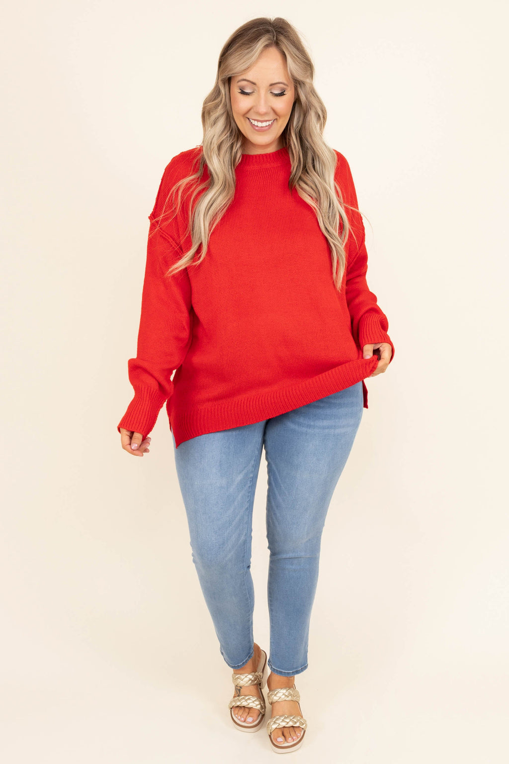 Waiting On A Sign Sweater, Red
