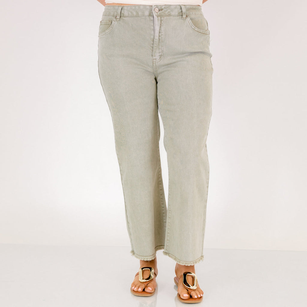 Walk This Way Jeans, Light Olive