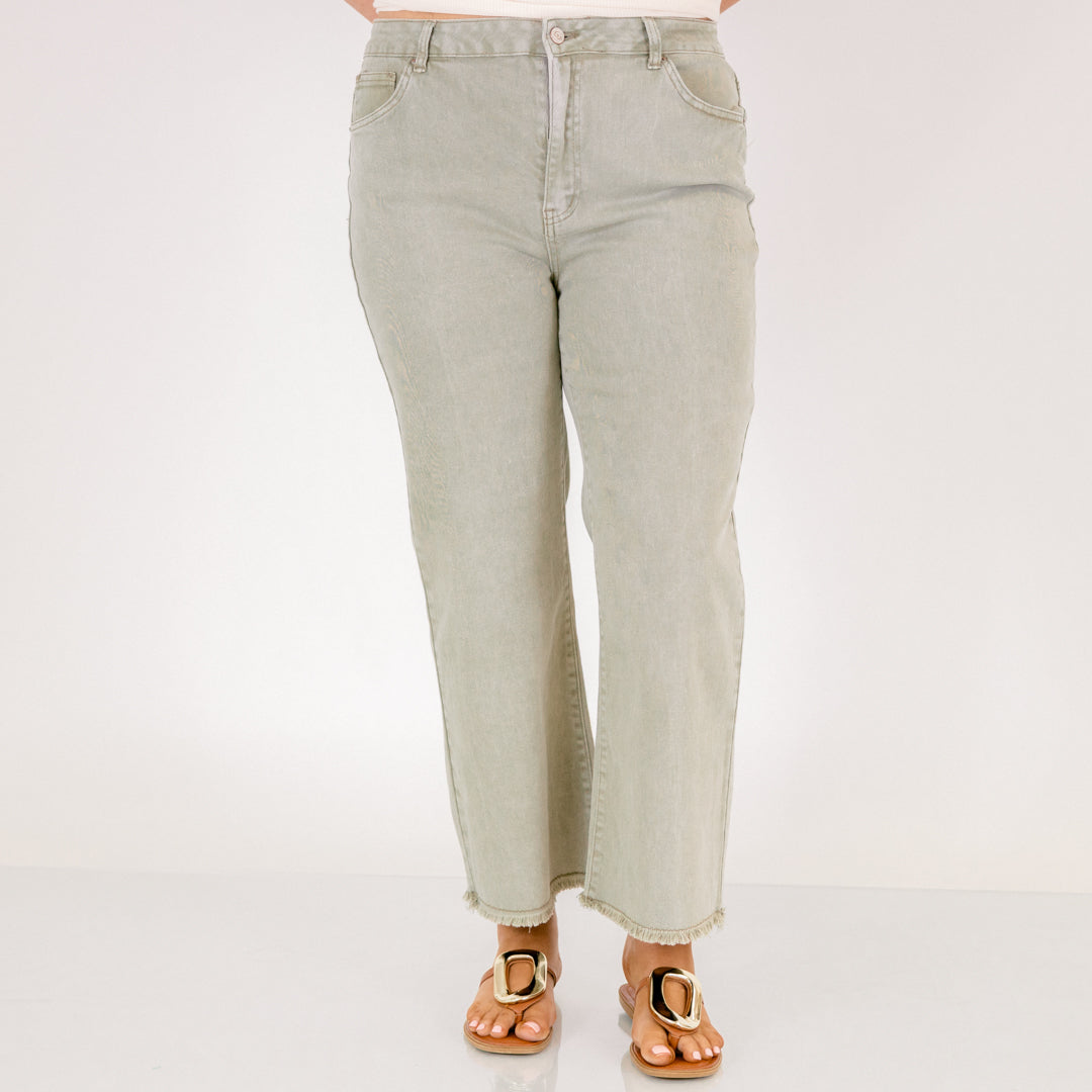 Walk This Way Jeans, Light Olive
