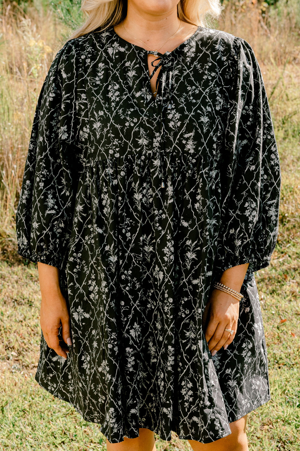 Walking On Air Dress, Black Floral