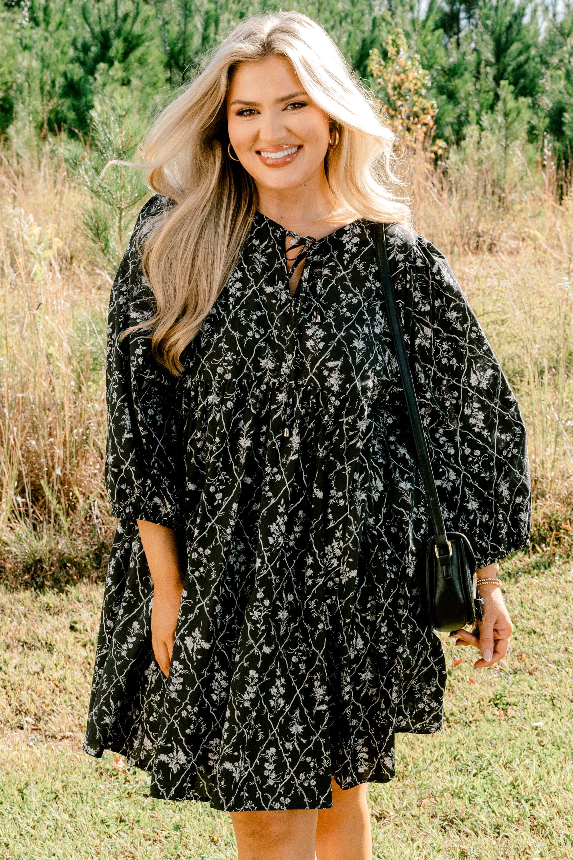 Walking On Air Dress, Black Floral