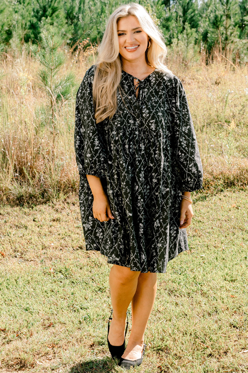 Walking On Air Dress, Black Floral