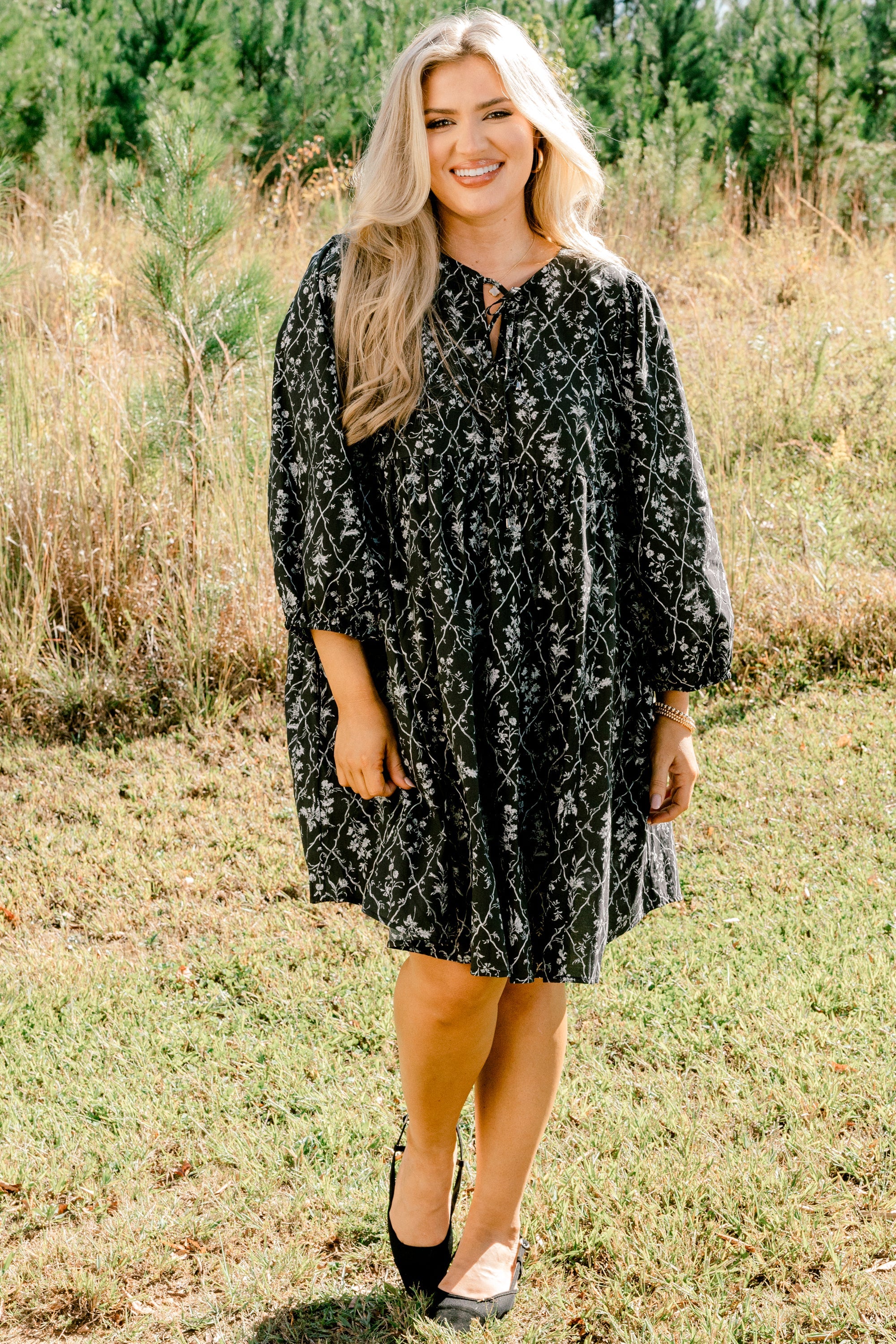 Walking On Air Dress, Black Floral