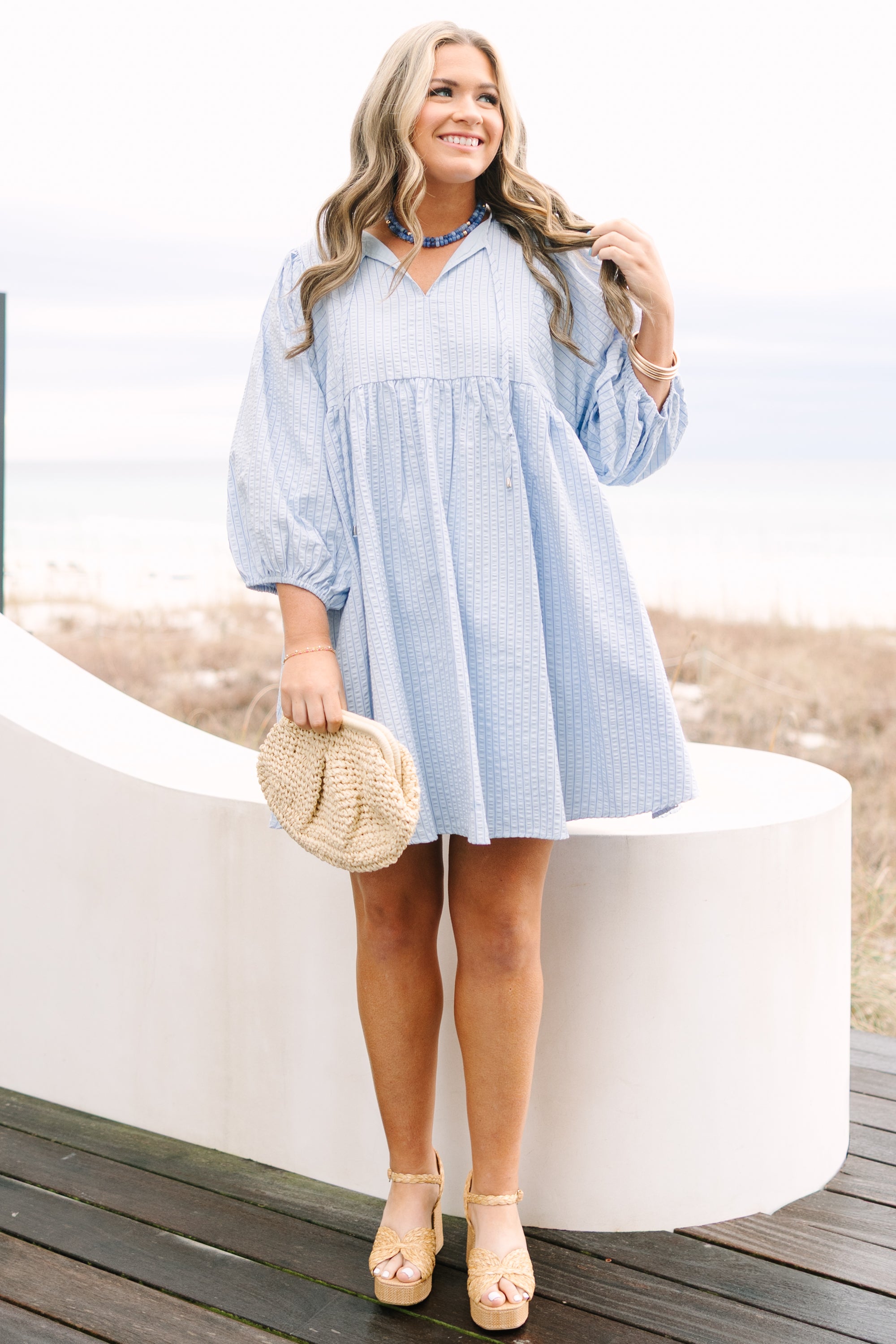 Walking On Air Dress, Blue Stripe