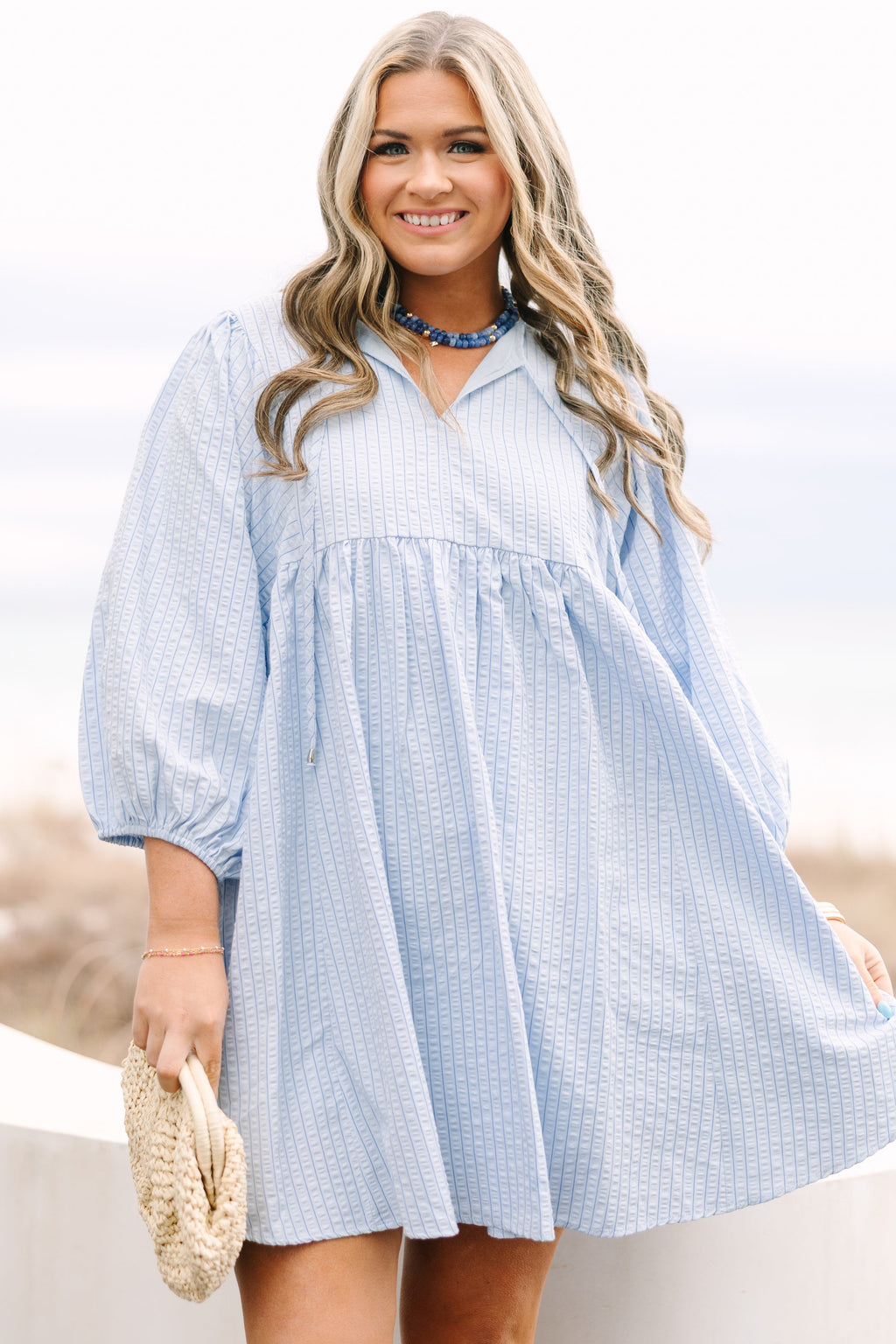Walking On Air Dress, Blue Stripe