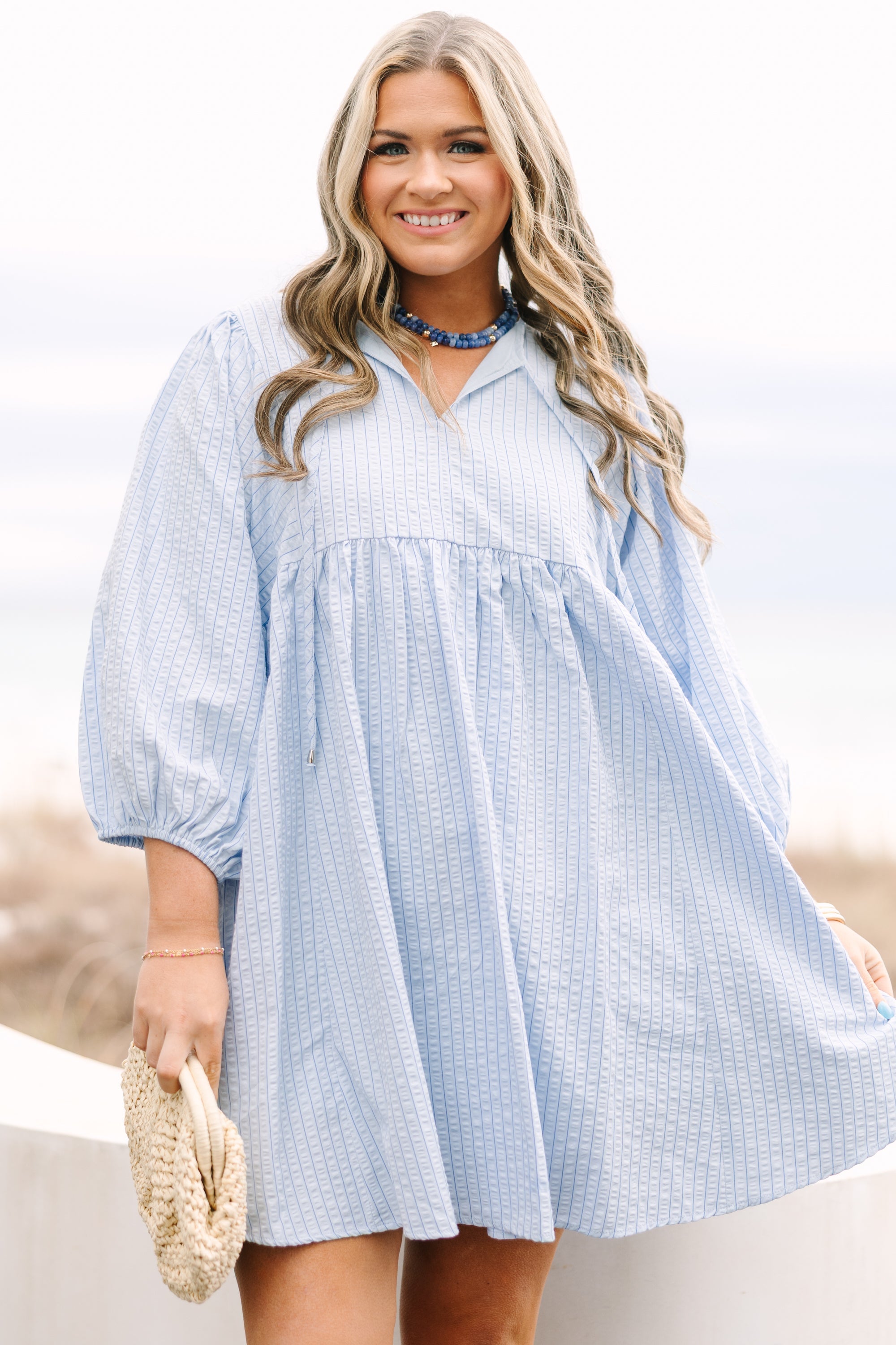 Walking On Air Dress, Blue Stripe