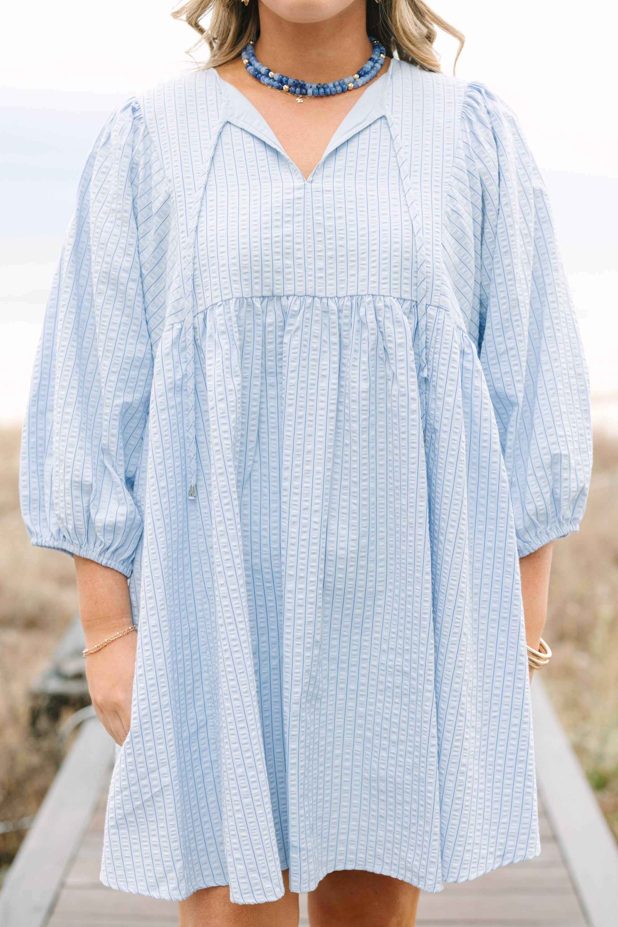 Walking On Air Dress, Blue Stripe