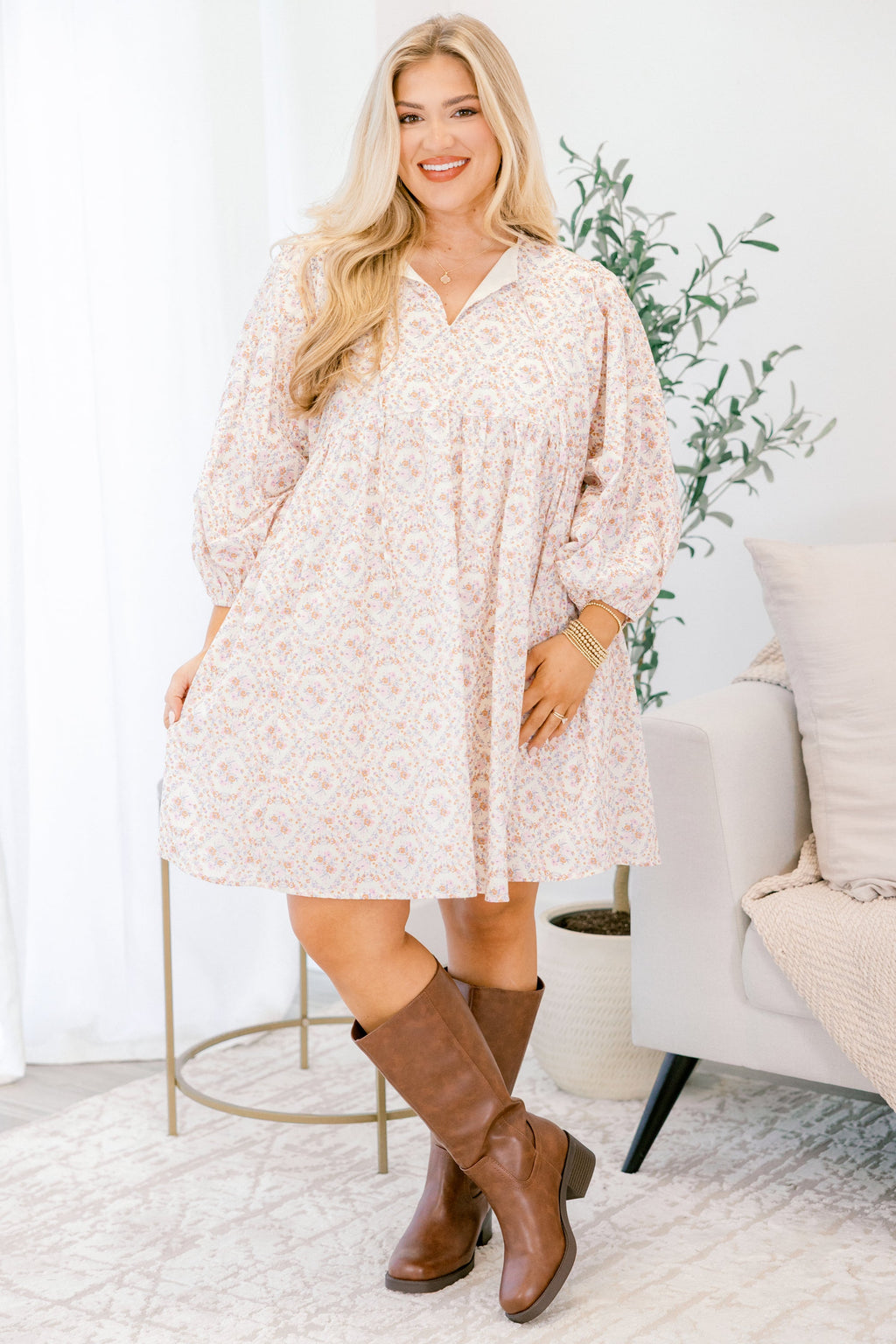 Walking On Air Dress, Cream Floral