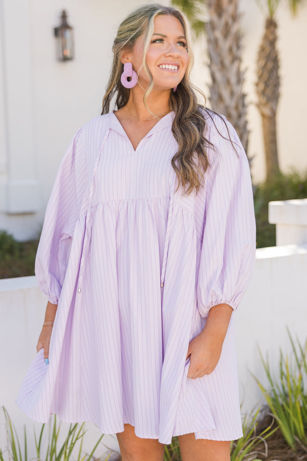 Walking On Air Dress, Purple Stripe